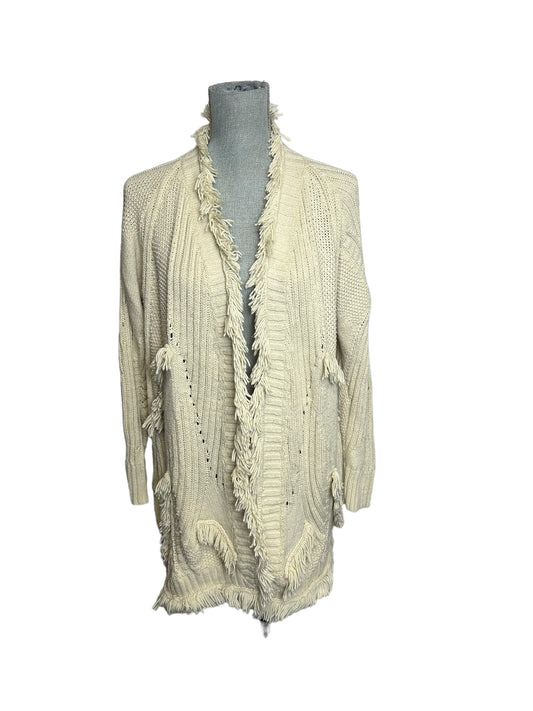 Rosie Neira Anthropologie Shaggy Knit Women's Cardigan Sweater Cream - Size S