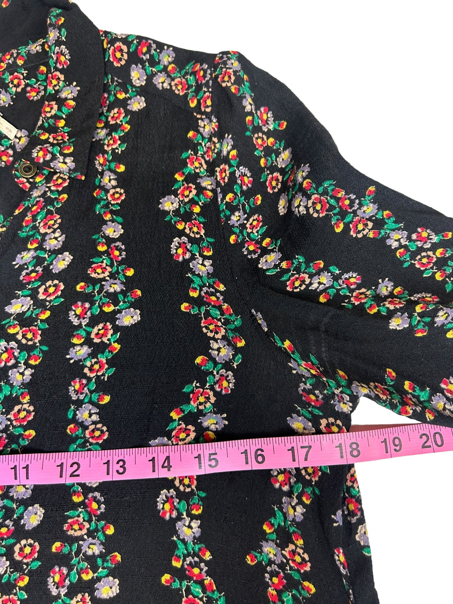 Free People Button Up Women's Dress Floral Black - Size Extra Small