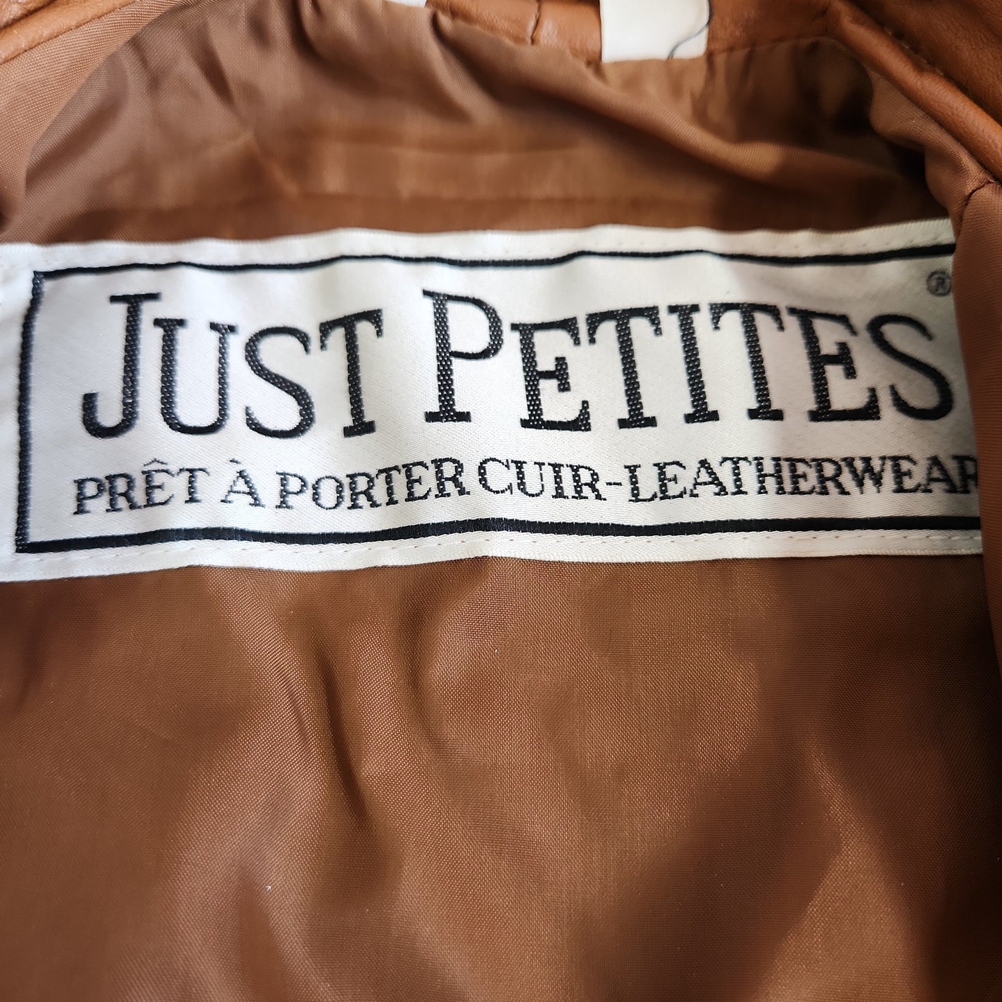 Just Petites Vintage Leather Jacket Brown - Small