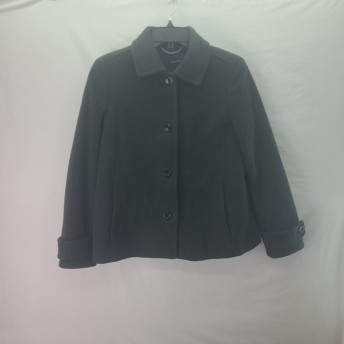 Lands' End Button Up Women's Jacket Dark Green - Size 4