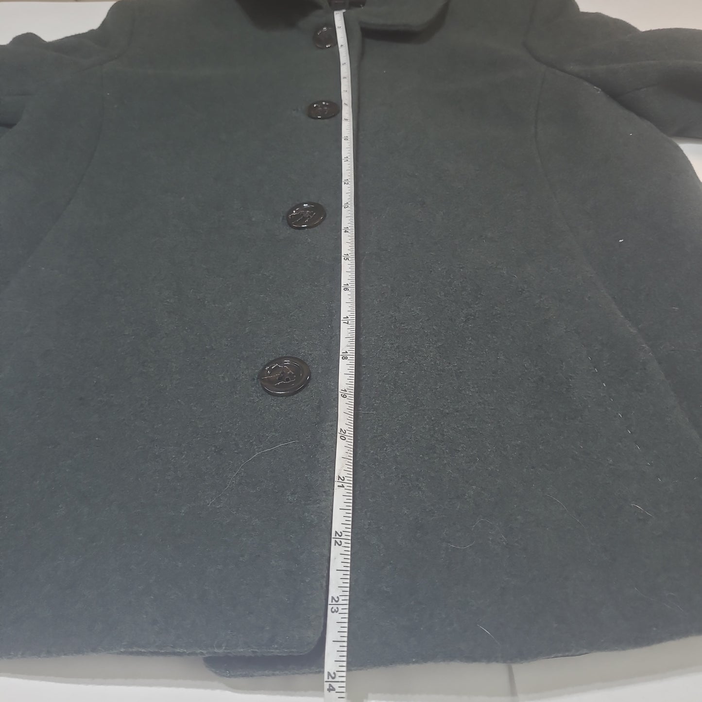 Lands' End Button Up Women's Jacket Dark Green - Size 4