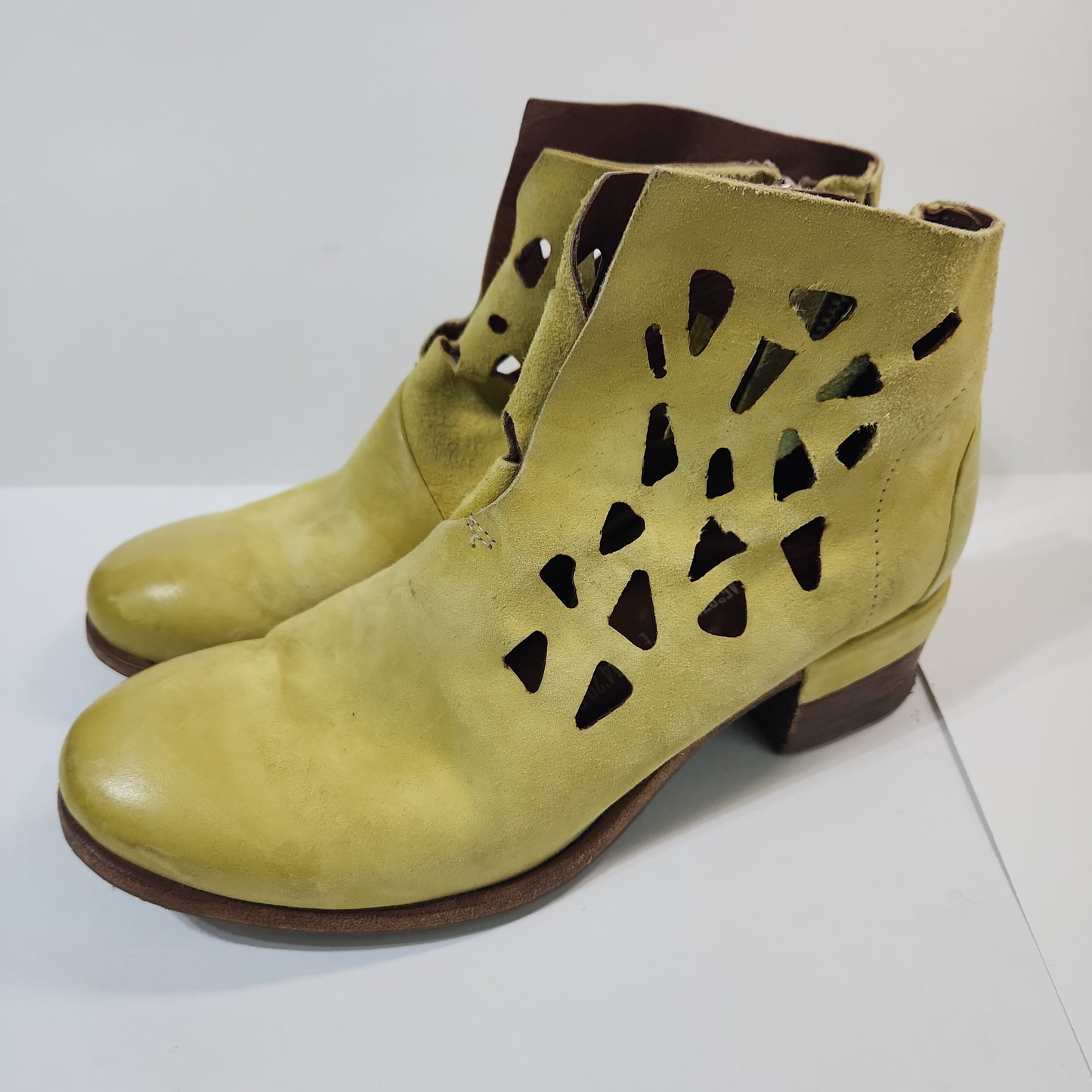 A.S. 98 Zipper Hollow Short Western Rodeo Boots Yellow - 40