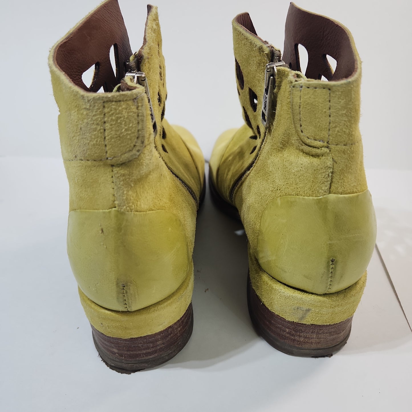 A.S. 98 Zipper Hollow Short Western Rodeo Boots Yellow - 40