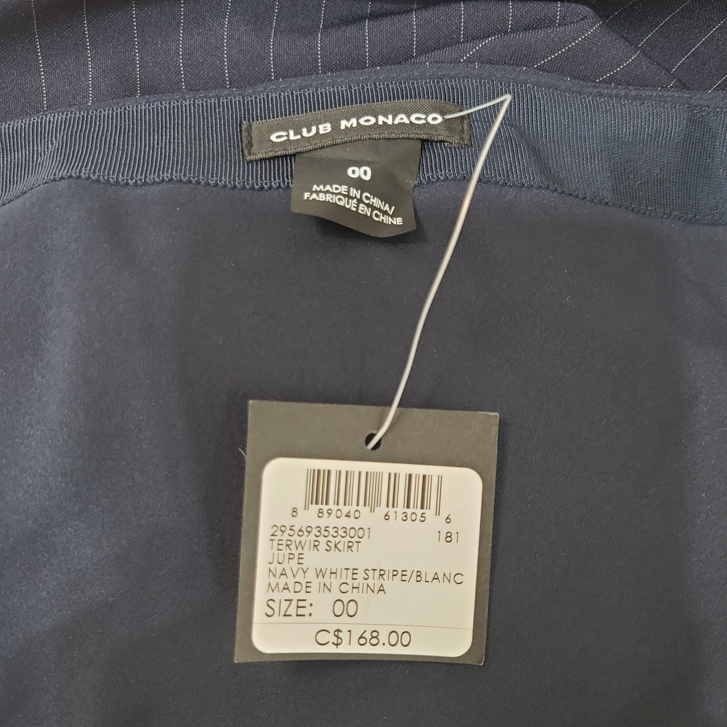 Club Monaco Women's Skirt Stripe Navy/White - Size 00