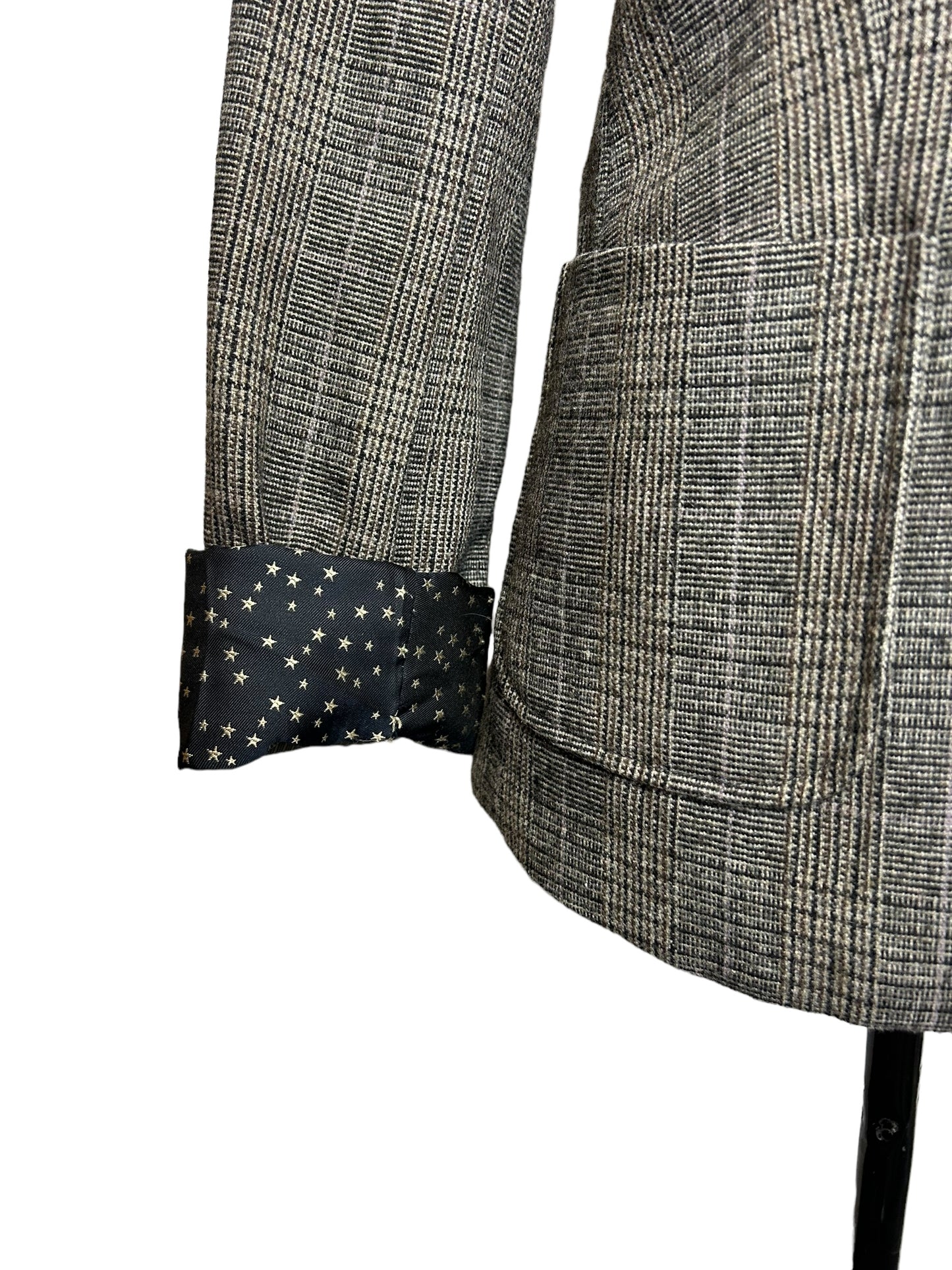 Maison Scotch Women's Blazer Plaid Grey/Tan - Size 2