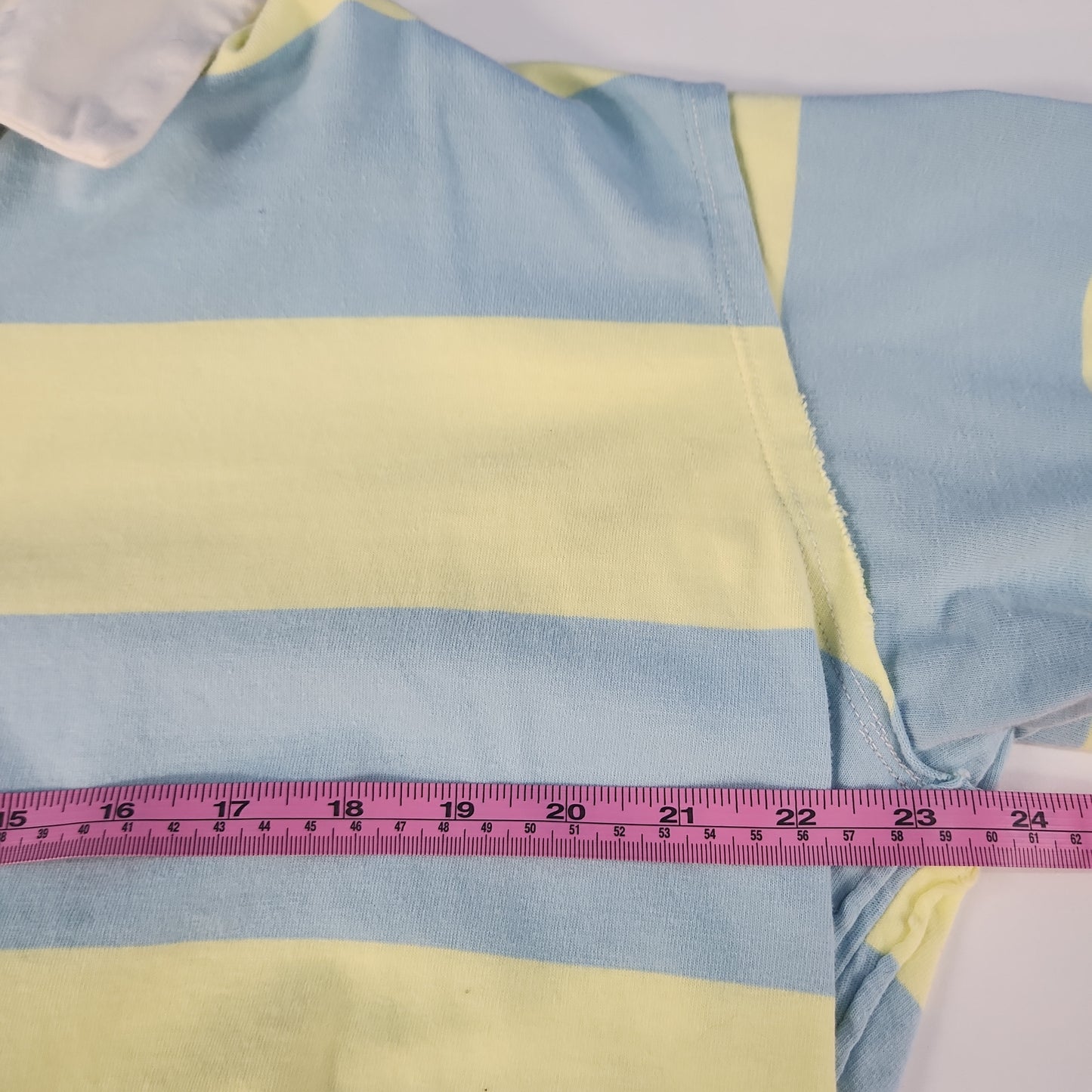 We The Free Collar Button Women's Long Sleeve Shirt Blue/Green Stripe - Size XS