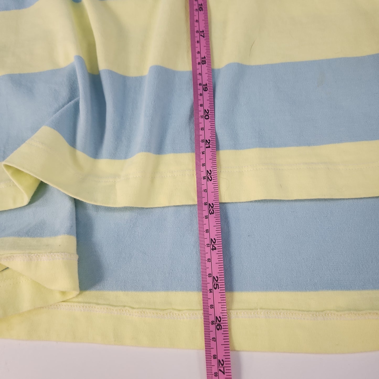 We The Free Collar Button Women's Long Sleeve Shirt Blue/Green Stripe - Size XS