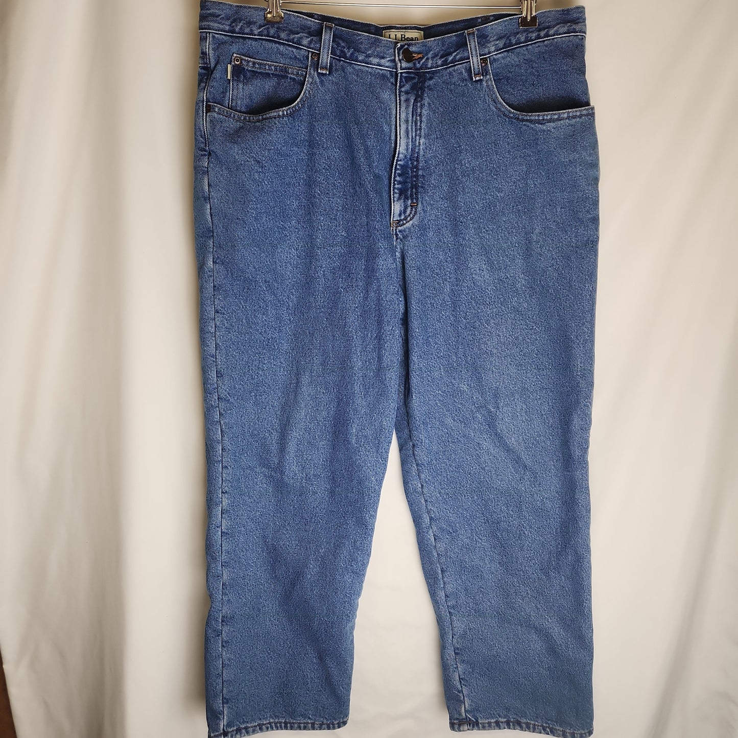 L.L Bean Fleece Lined Straight Leg Men's Jeans Denim Blue - Size 40 x 30