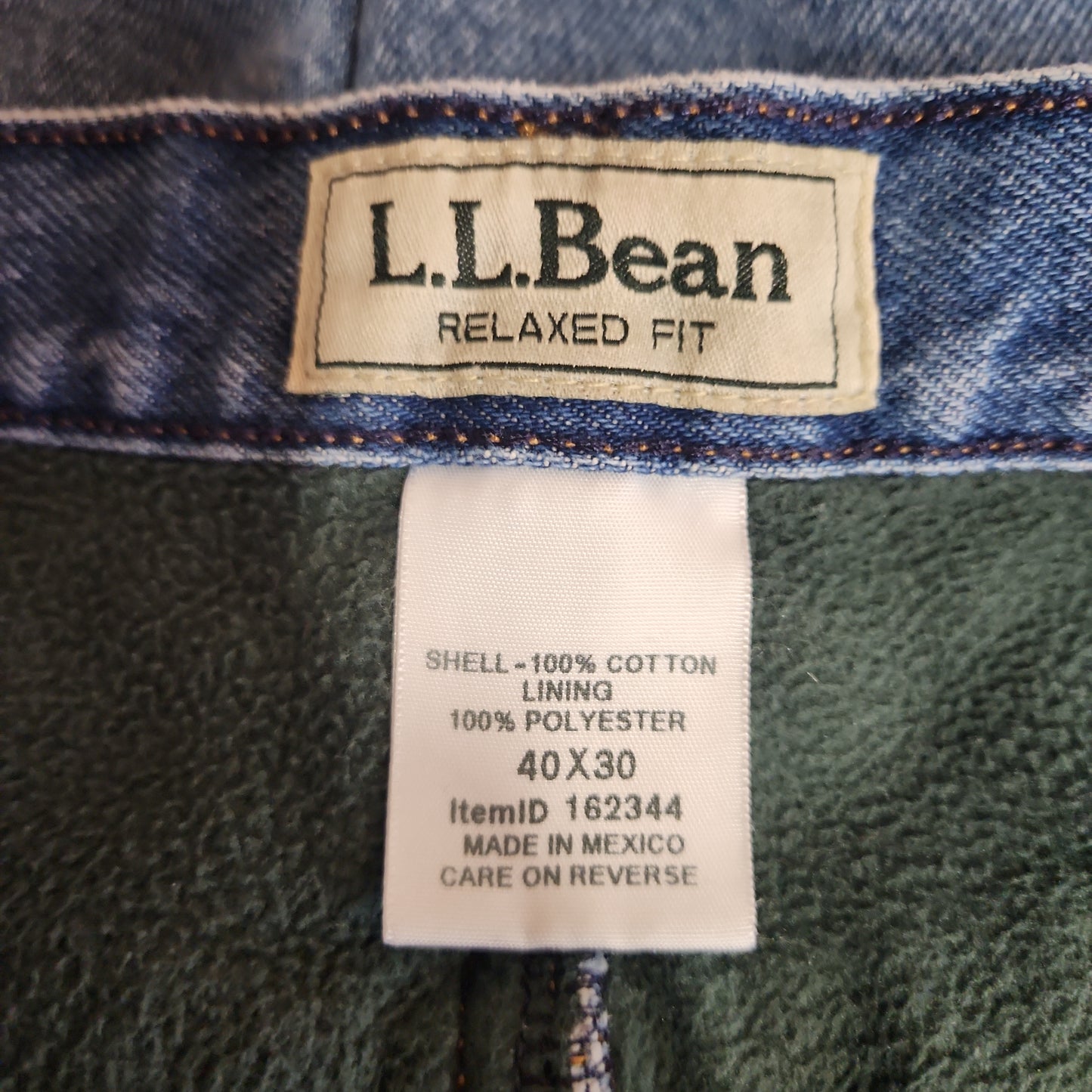 L.L Bean Fleece Lined Straight Leg Men's Jeans Denim Blue - Size 40 x 30