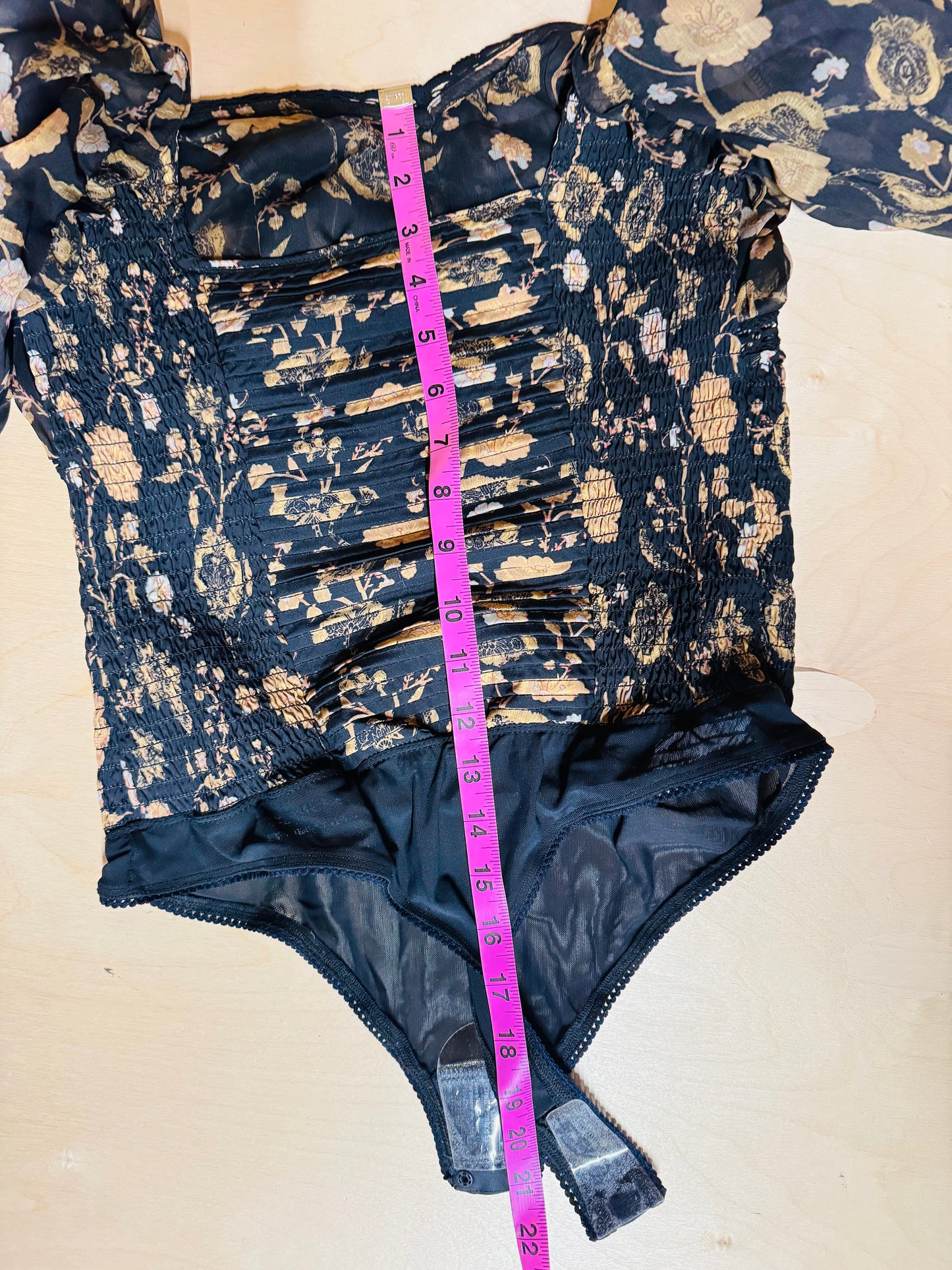 Free People Women's Floral Print Bodysuit Black - Size Medium