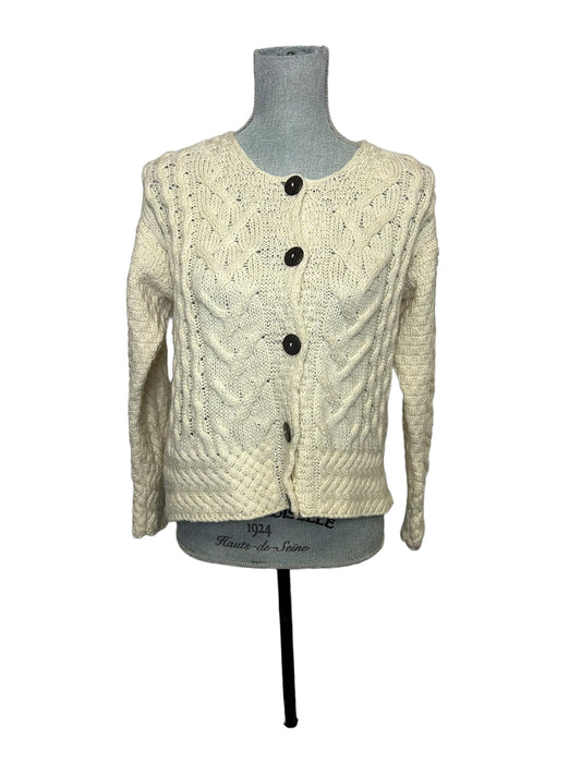 Carraig Donn Knit Button Up Women's Cardigan Cream/White - Size Small