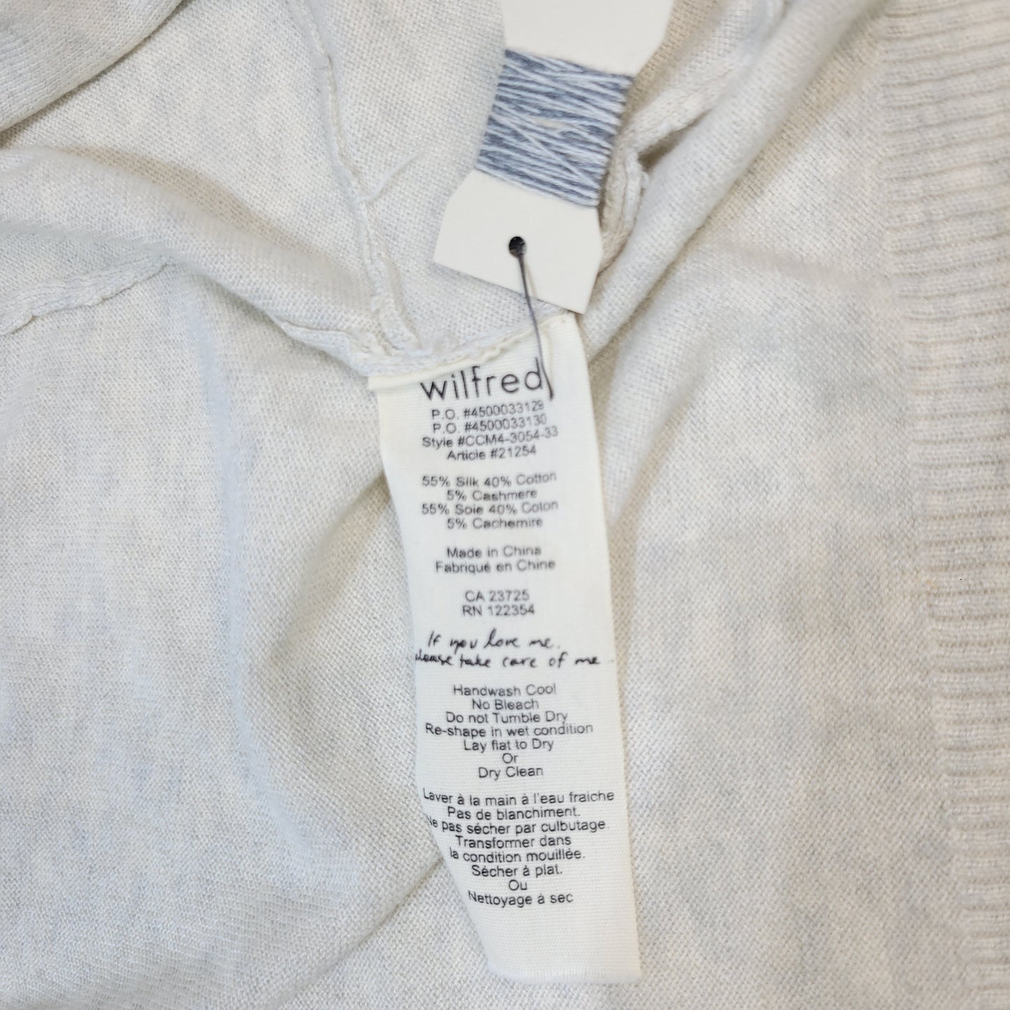 Wilfred Silk and Cashmere Women's Cardigan Light Grey/Black - Small