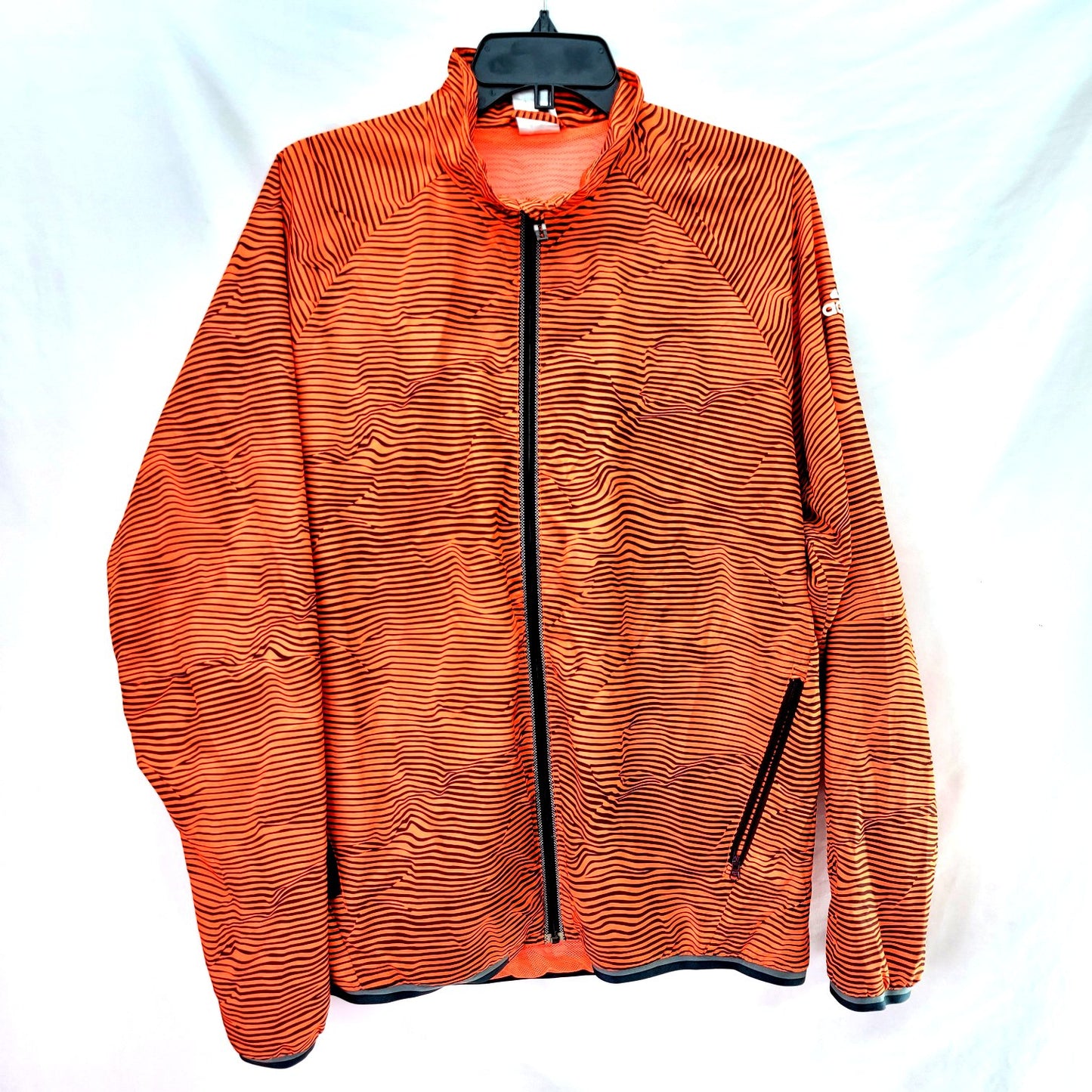 Adidas Men's Windbreaker Striped Orange/Black - Size Large