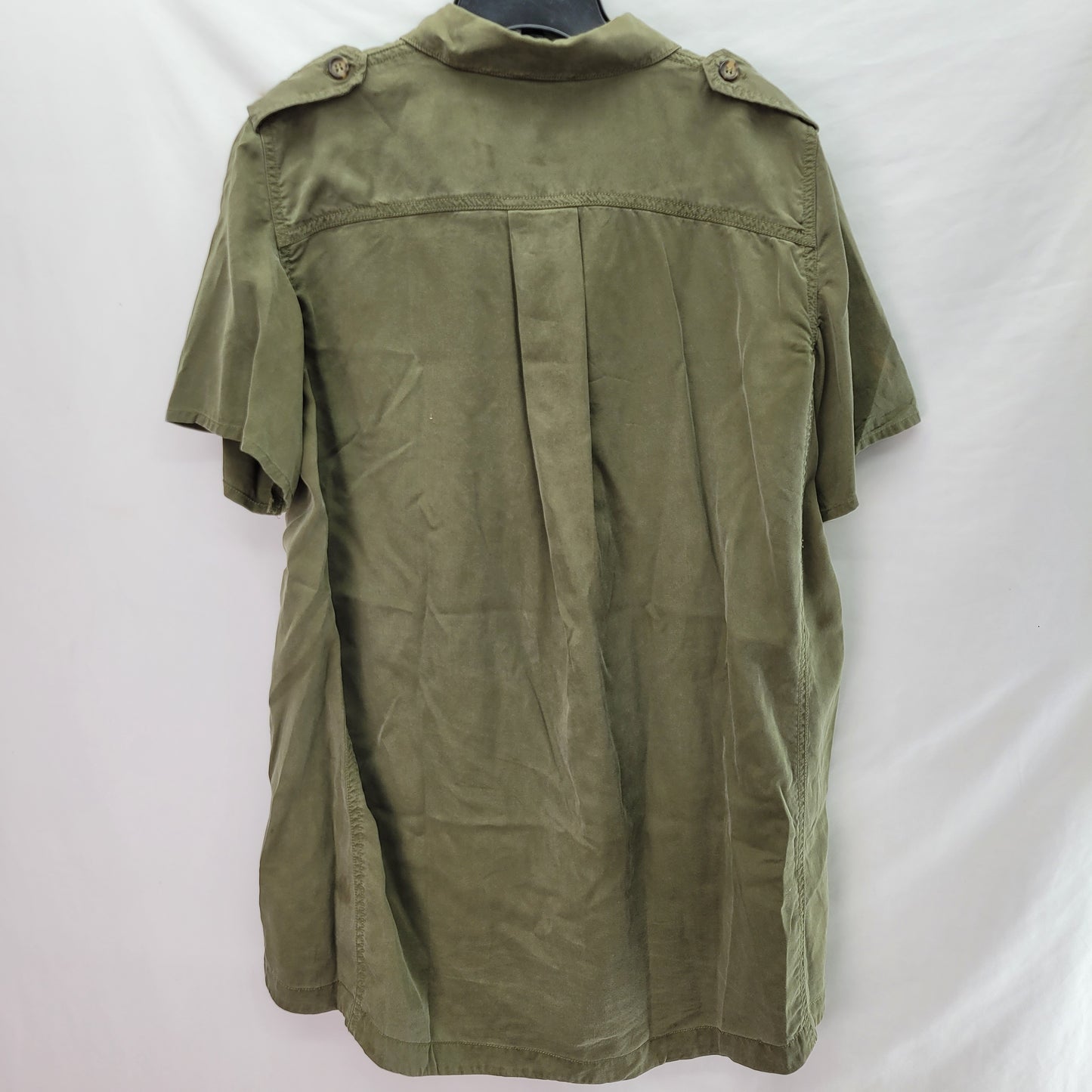 Free People Women's Button Down Shirt Army Green - Size Medium
