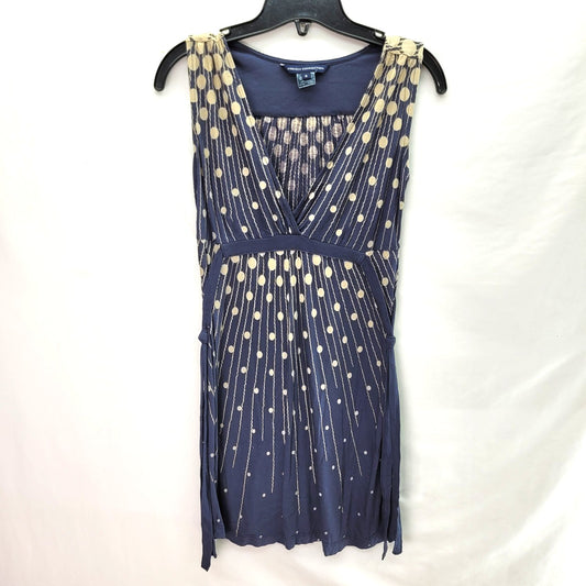 French Connection Women's Midi Dress Polka Dot Black/Gold - Size 0