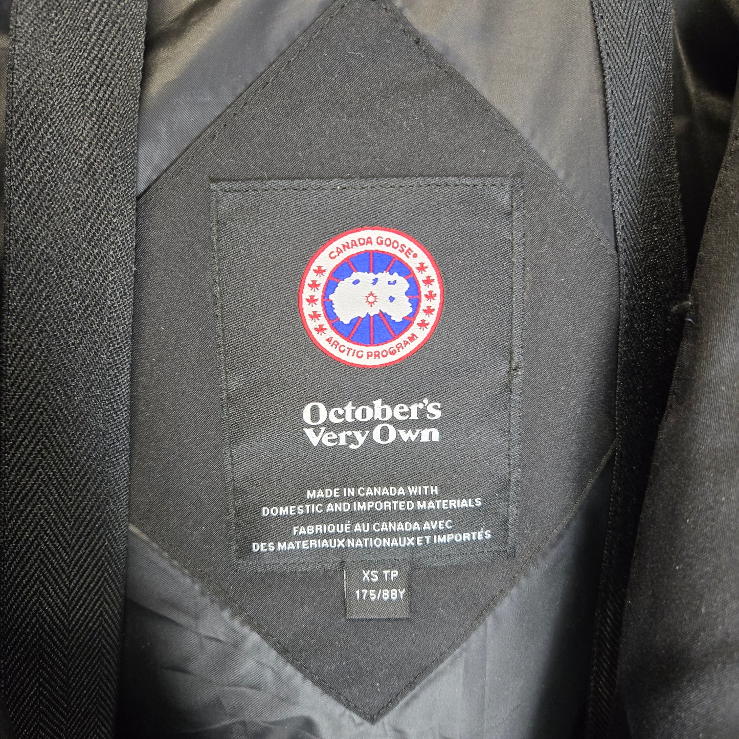 Canada Goose October's Very Own Men's Parka Jacket Black - Size XS (400MOV)