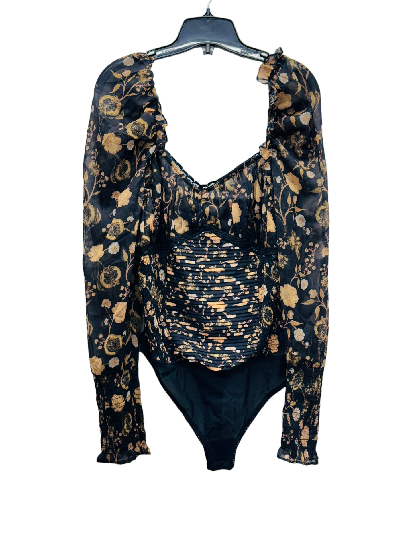 Free People Women's Floral Print Bodysuit Black - Size Medium