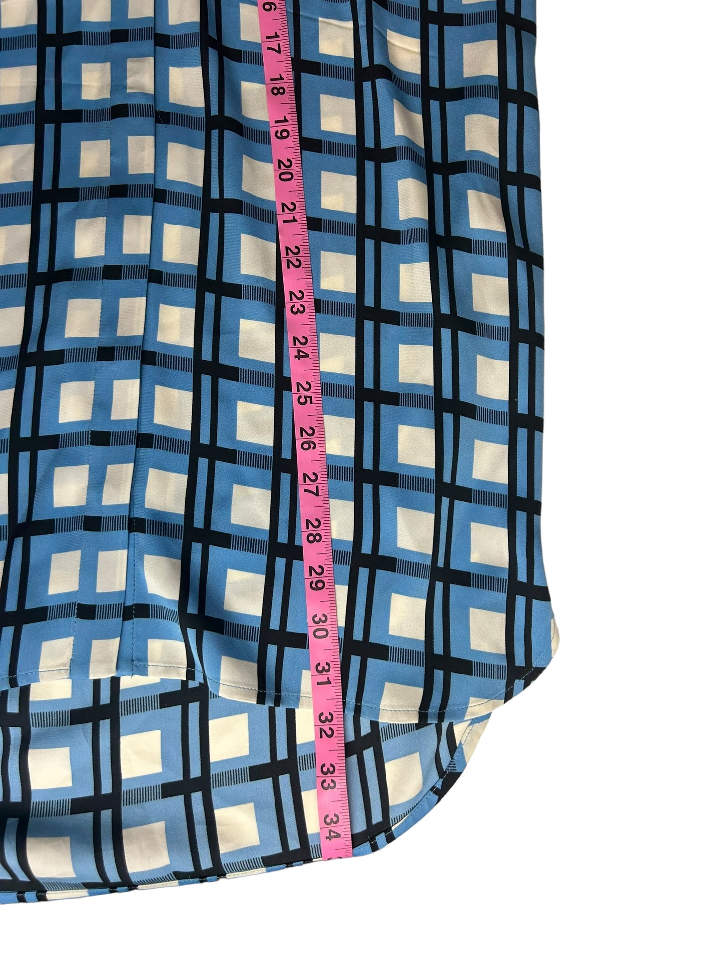 Diane Von Furstenberg Women's Slip Dress with Tie Blue Square Patterned - Size 6