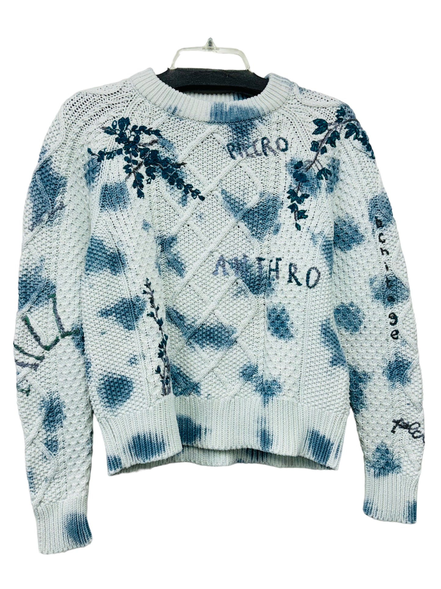 Anthropologie Pilcro the Letterpress Tie Dye Chunky Knit Sweater Teal/Cream - S
