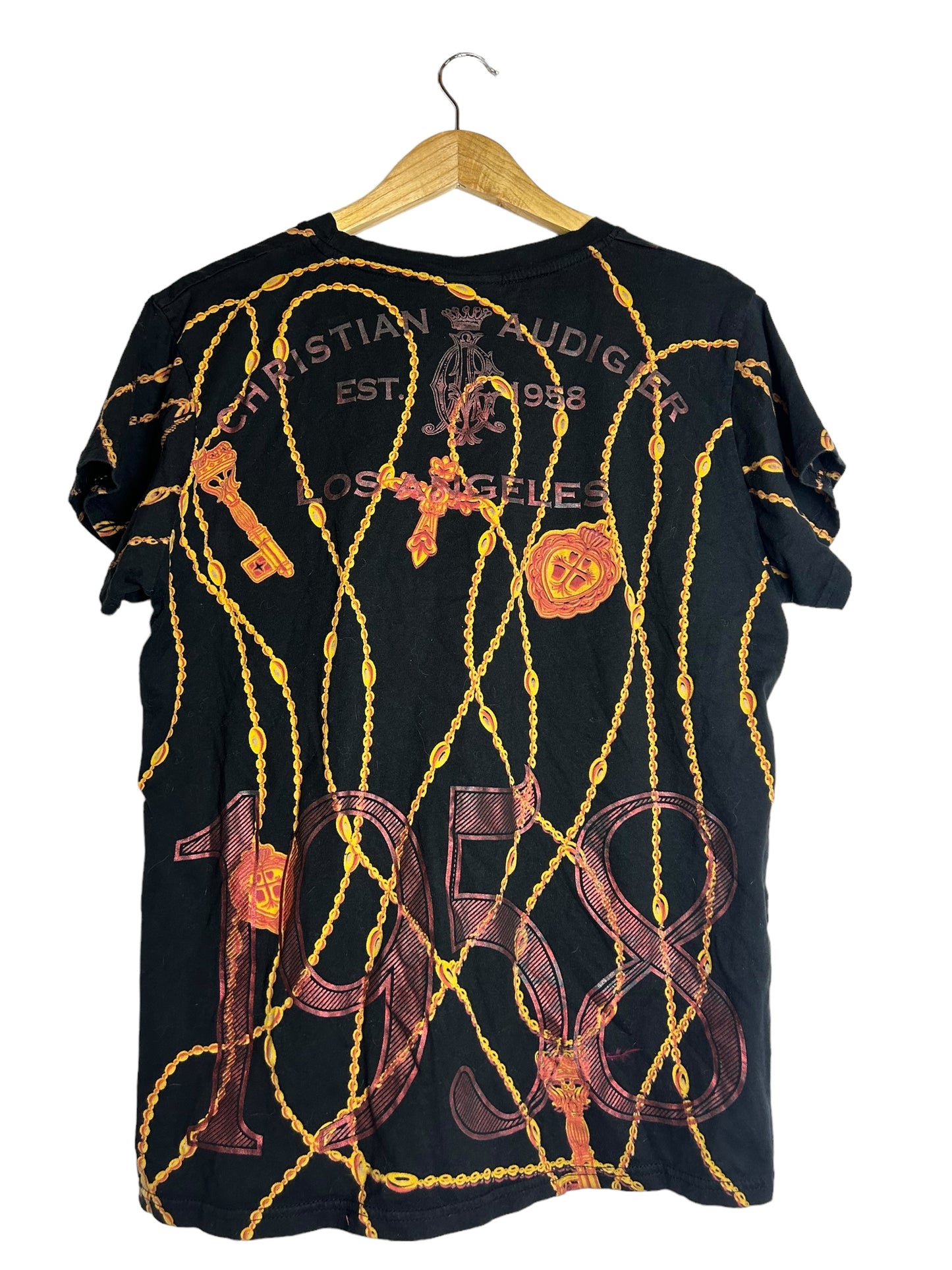 Christian Audigier y2k Men's Black Rose Graphic Tee Multicolor - Size XXL