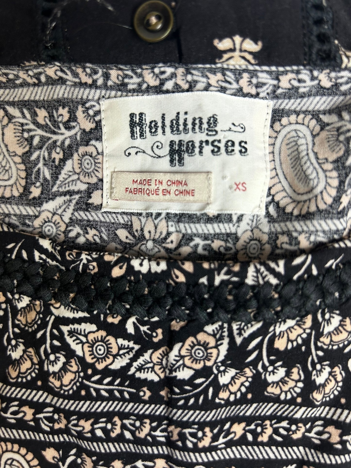 Anthropologie Holding Horses Patterned Women's Dress Top - Size Extra Small