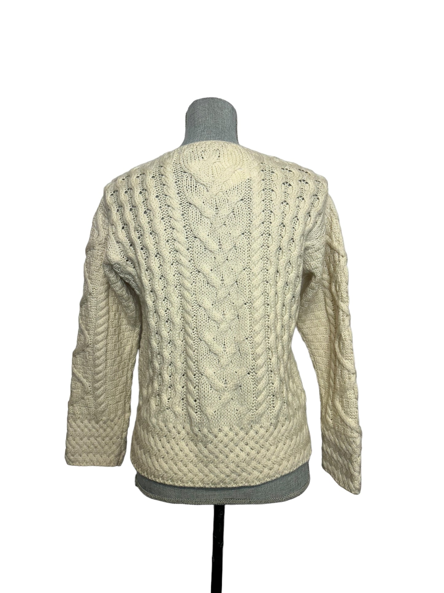 Carraig Donn Knit Button Up Women's Cardigan Cream/White - Size Small