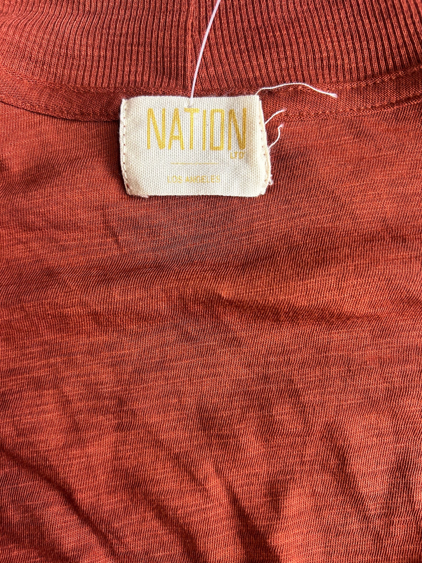 Nation LTD. Turtle Neck Puffed Mid Sleeve Women's Top Rust Orange - Size Small