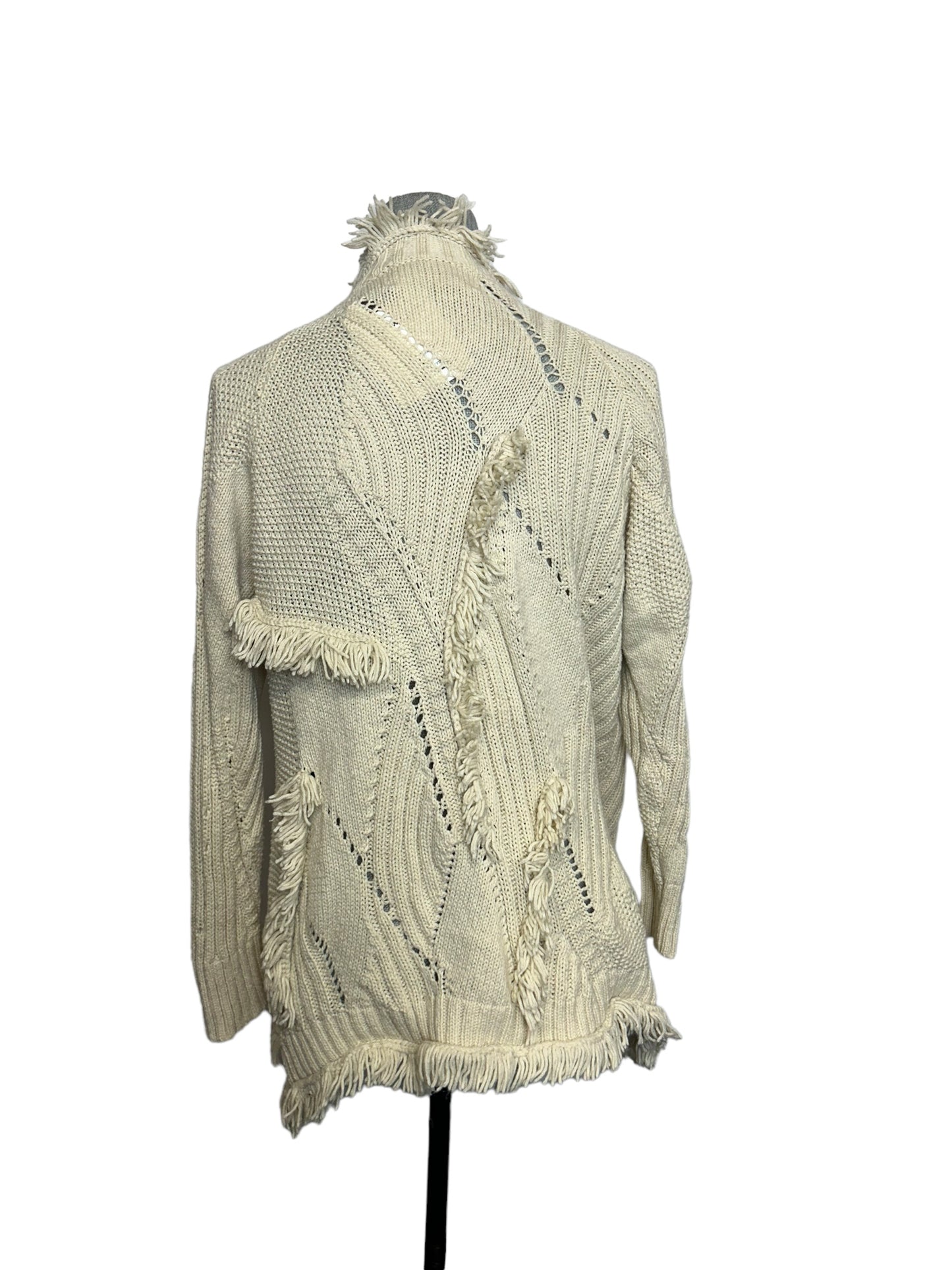 Rosie Neira Anthropologie Shaggy Knit Women's Cardigan Sweater Cream - Size S