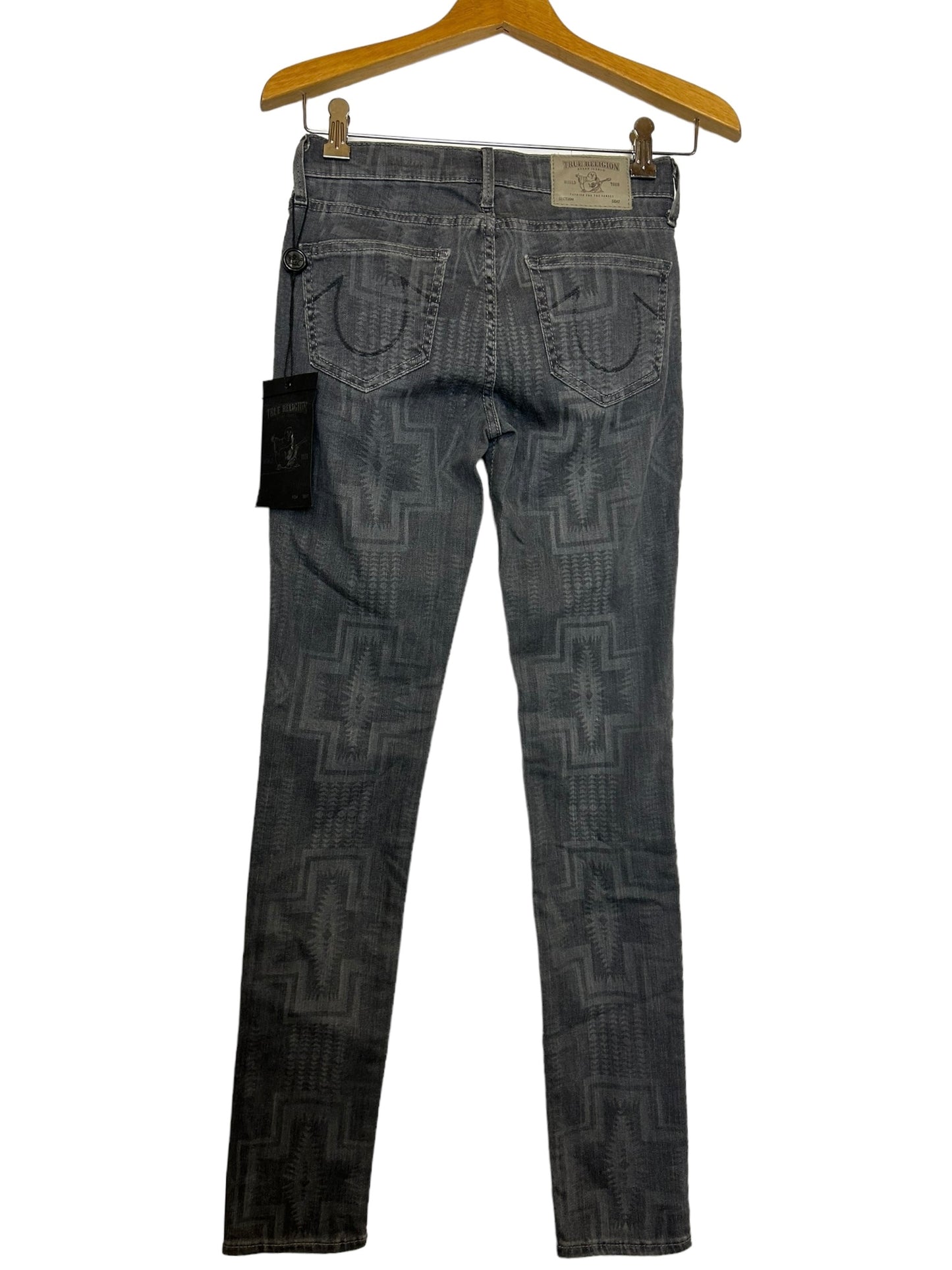True Religion Abbey Super Skinny Women's Jeans Grey Aztec - Size 25
