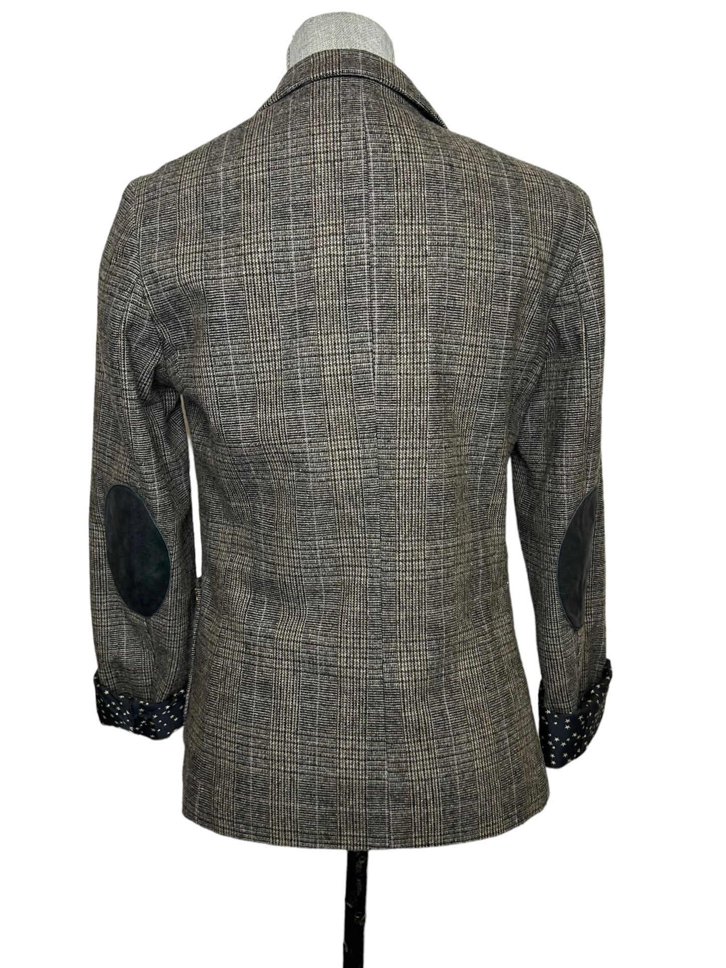 Maison Scotch Women's Blazer Plaid Grey/Tan - Size 2