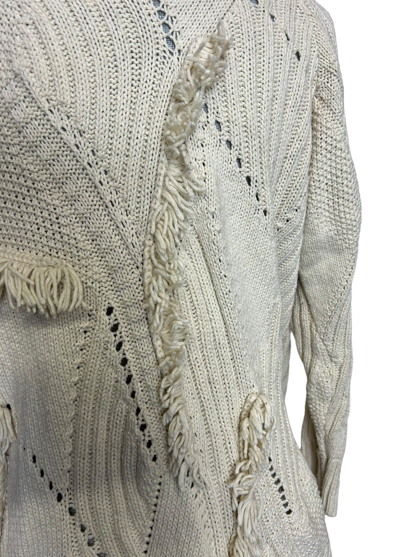 Rosie Neira Anthropologie Shaggy Knit Women's Cardigan Sweater Cream - Size S