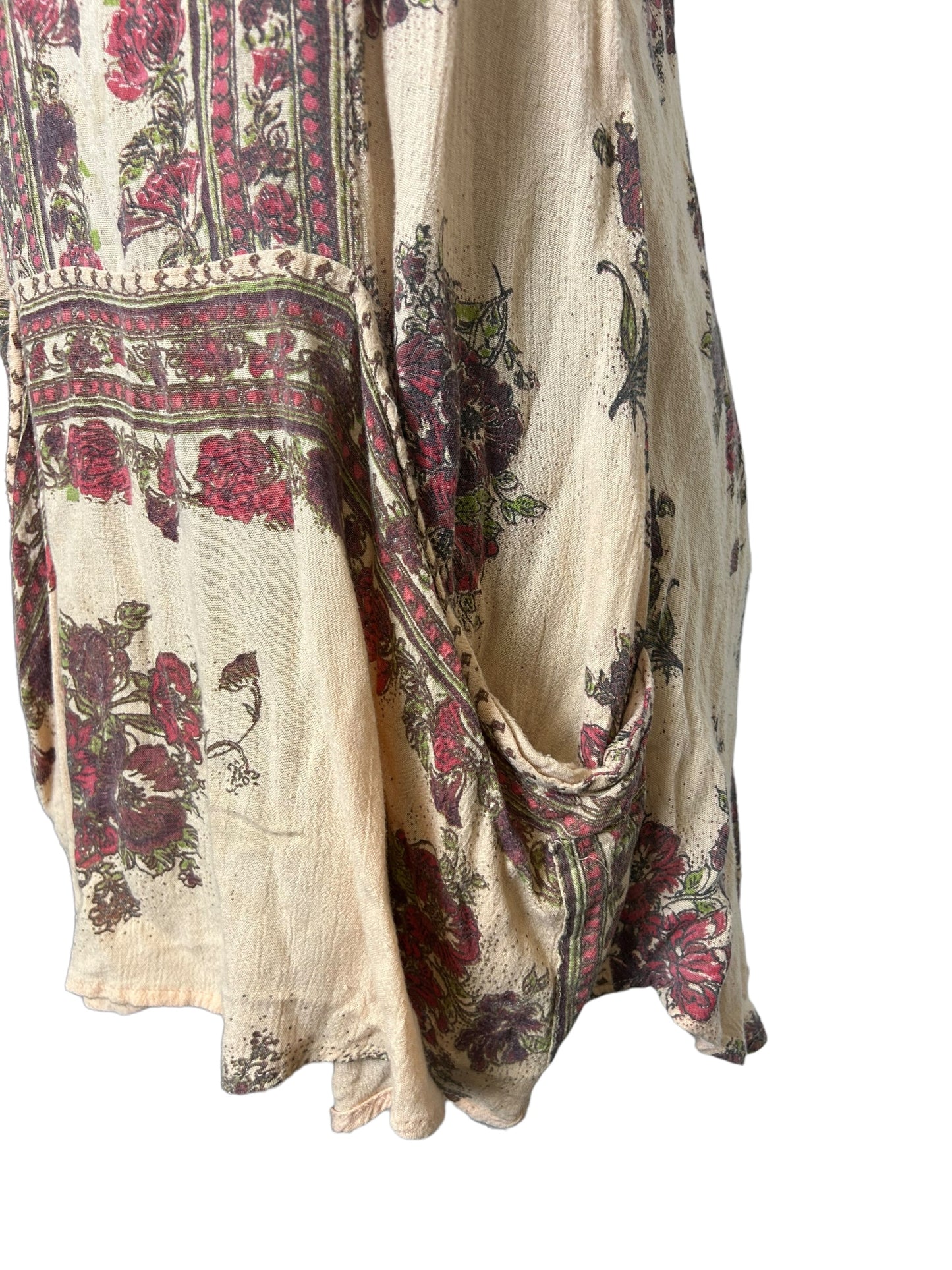 Free People Front Pocket Women's Tank Top Floral Peach - Size Extra Small