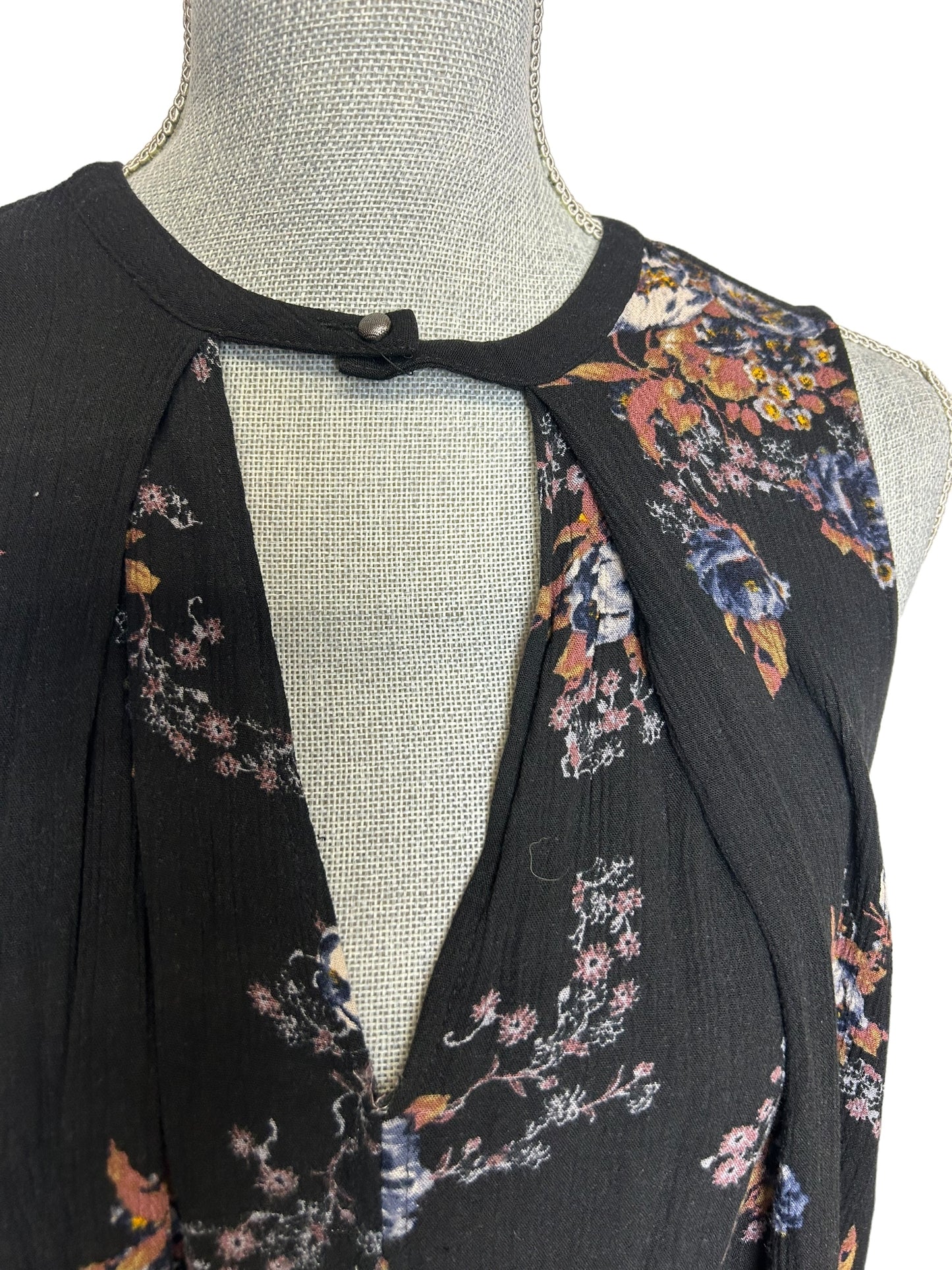 Free People Women's Tank Top Floral Black - Size Extra Small