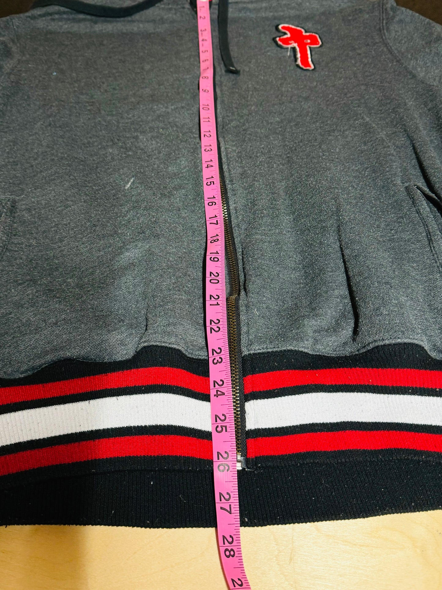 Red Dragon Y2K Zip Up Men's Hoodie Grey - Size Large