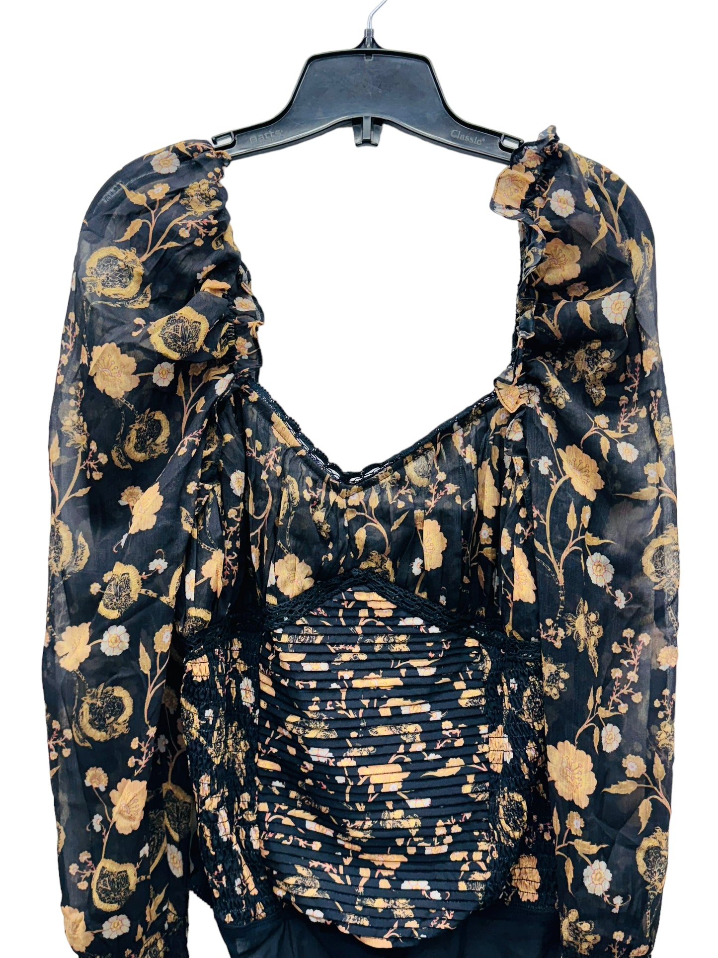 Free People Women's Floral Print Bodysuit Black - Size Medium
