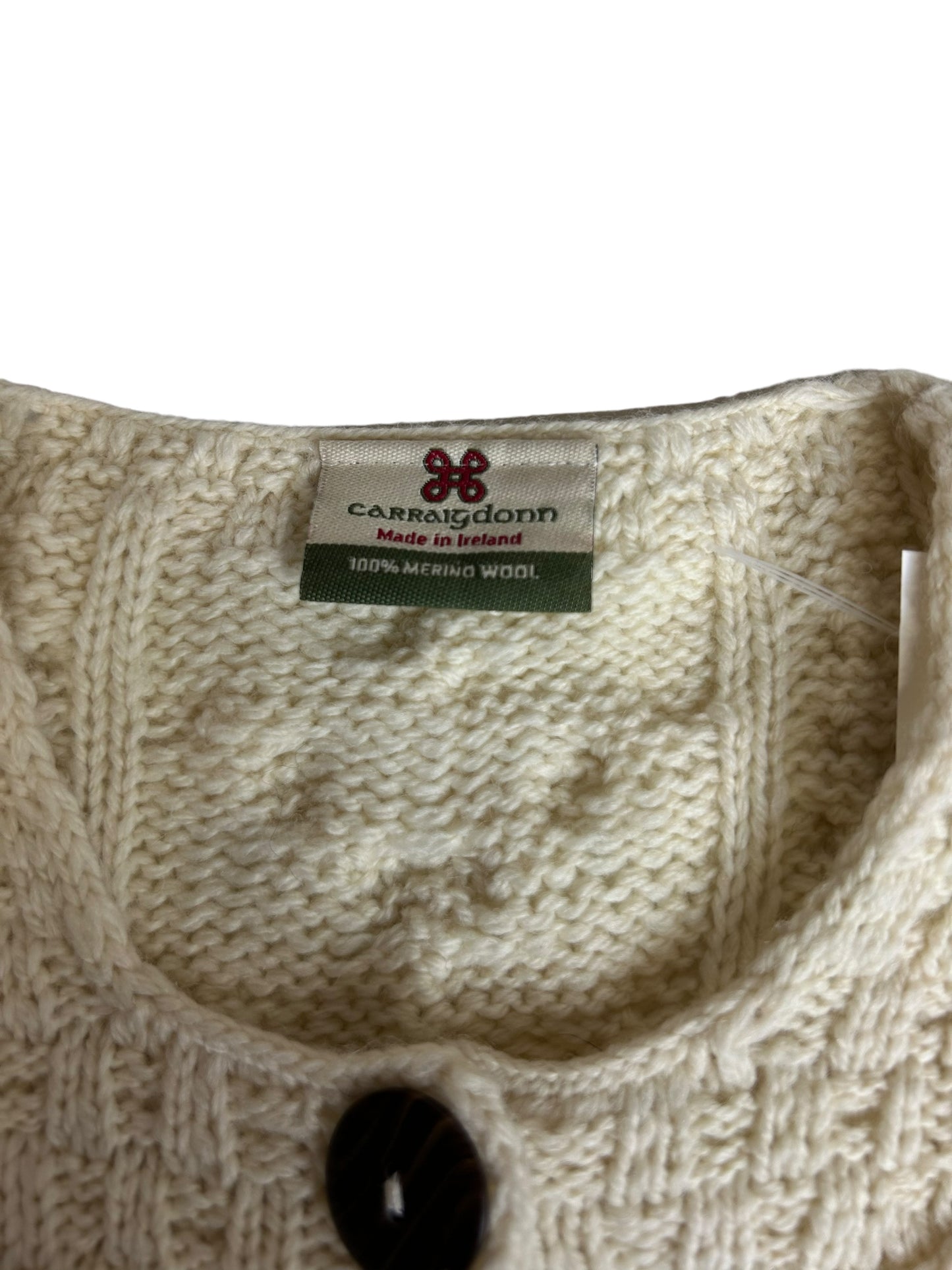 Carraig Donn Knit Button Up Women's Cardigan Cream/White - Size Small