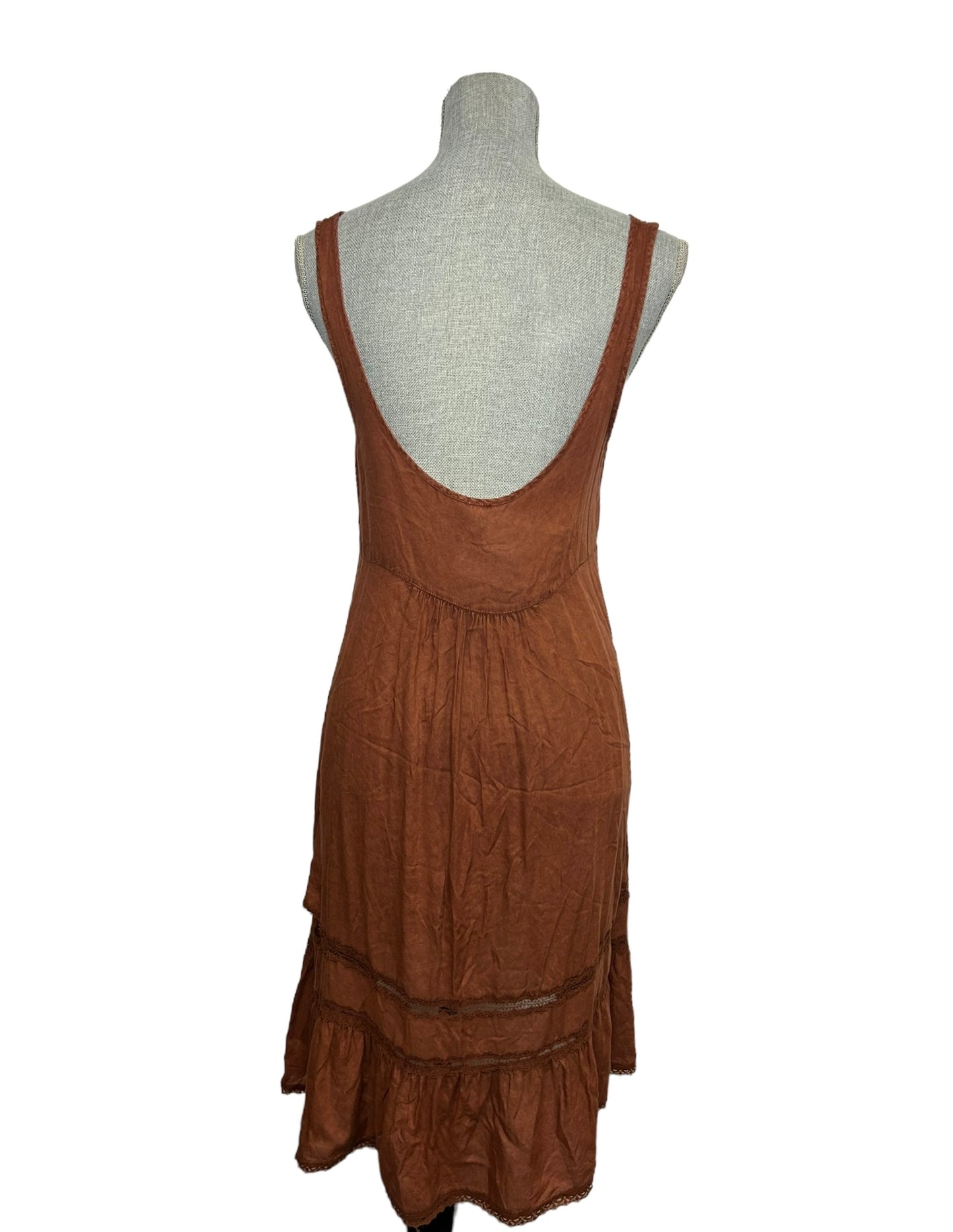 Free People Intimately High-Low Women's Tank Top Dress Rust Orange - Size XS