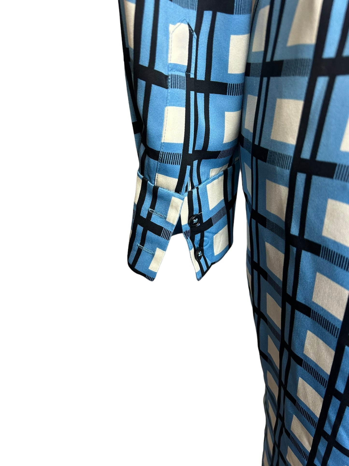 Diane Von Furstenberg Women's Slip Dress with Tie Blue Square Patterned - Size 6