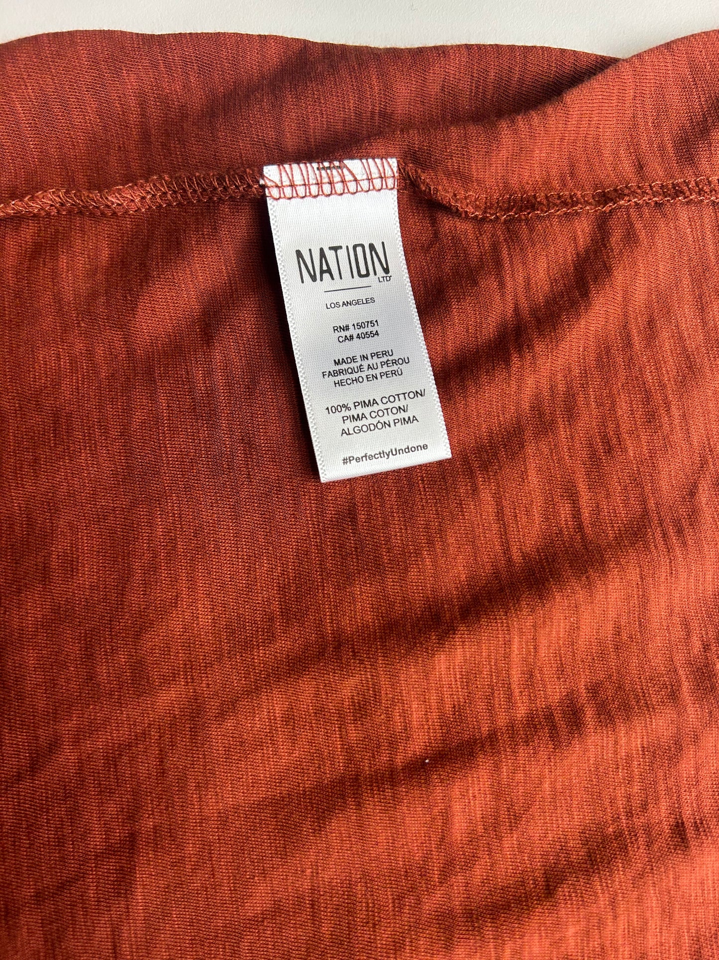 Nation LTD. Turtle Neck Puffed Mid Sleeve Women's Top Rust Orange - Size Small