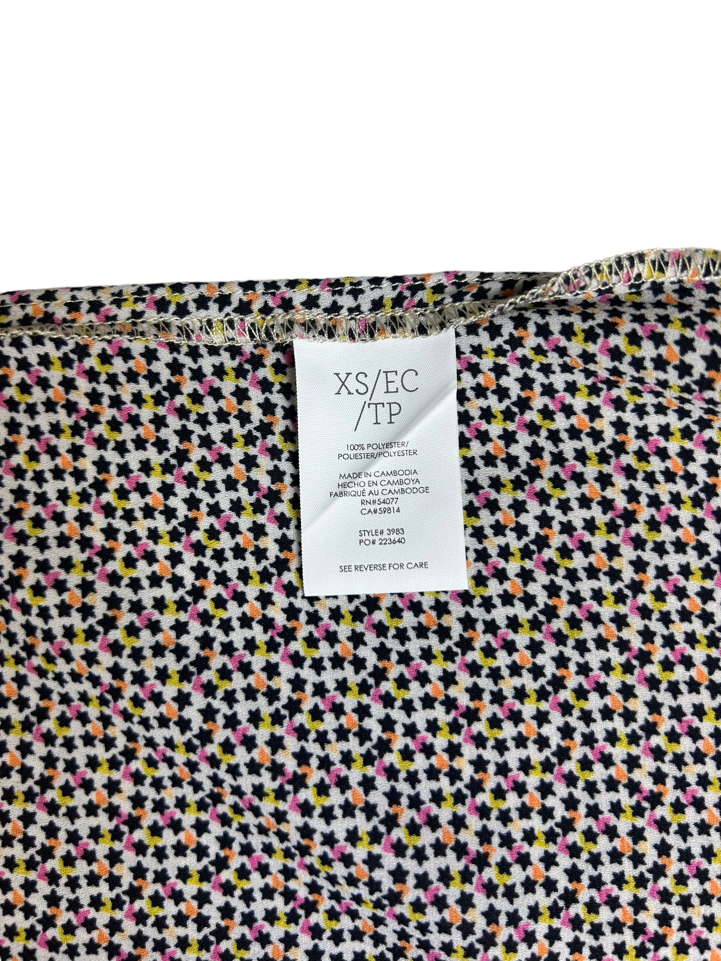 Cabi Ruffle V-Neck Pull Over Women's Tank Top Stars Patterned - Size Extra Small