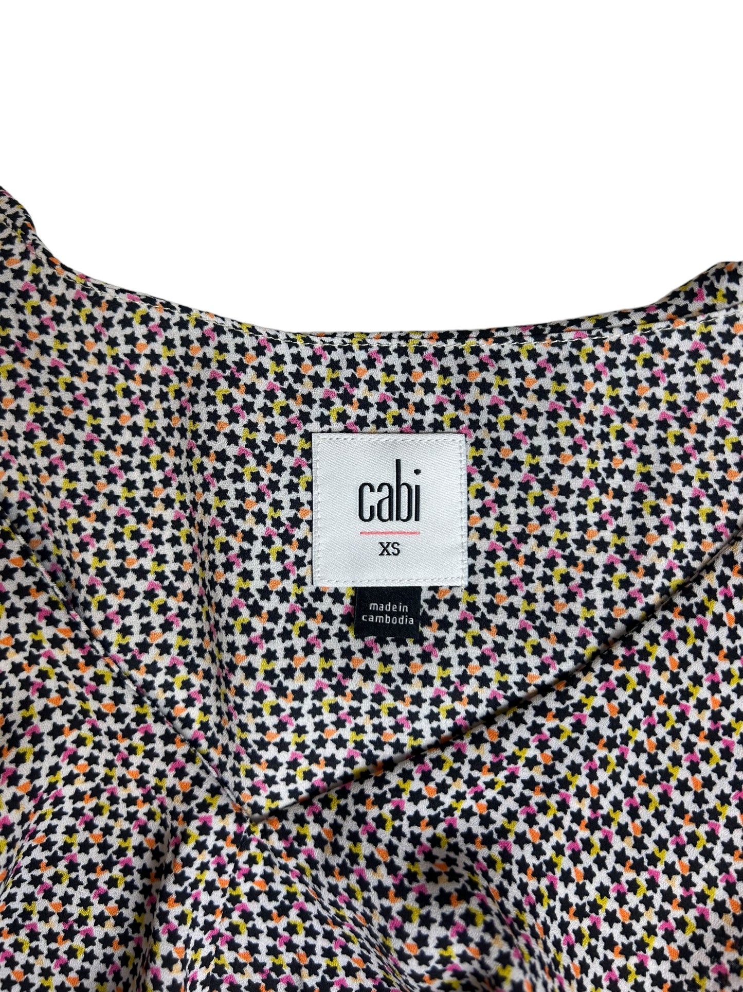 Cabi Ruffle V-Neck Pull Over Women's Tank Top Stars Patterned - Size Extra Small