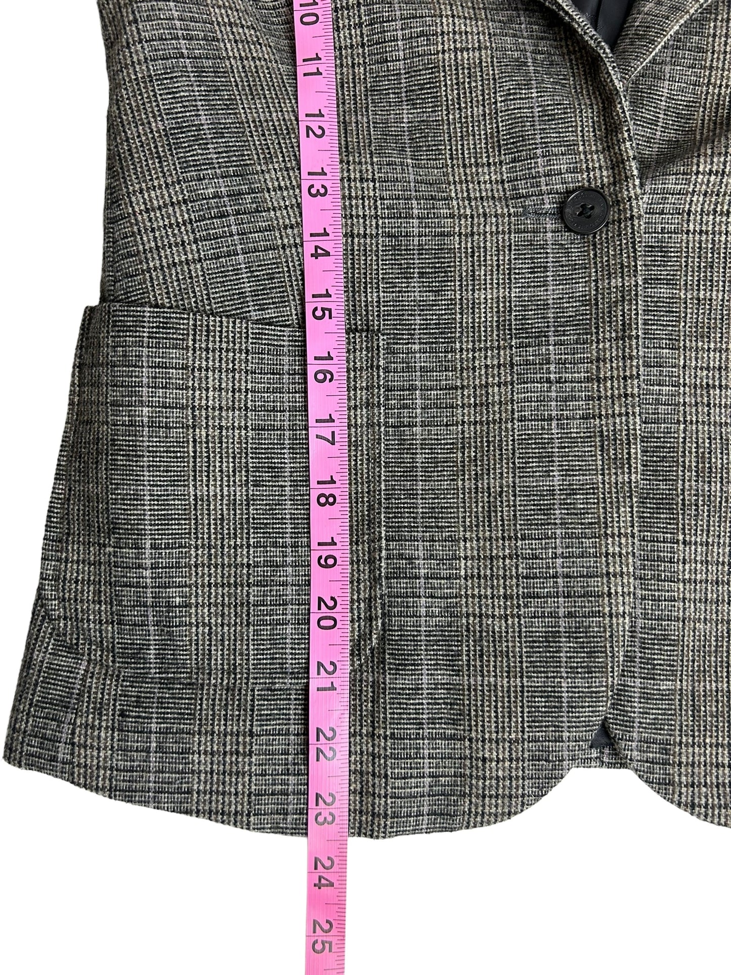 Maison Scotch Women's Blazer Plaid Grey/Tan - Size 2