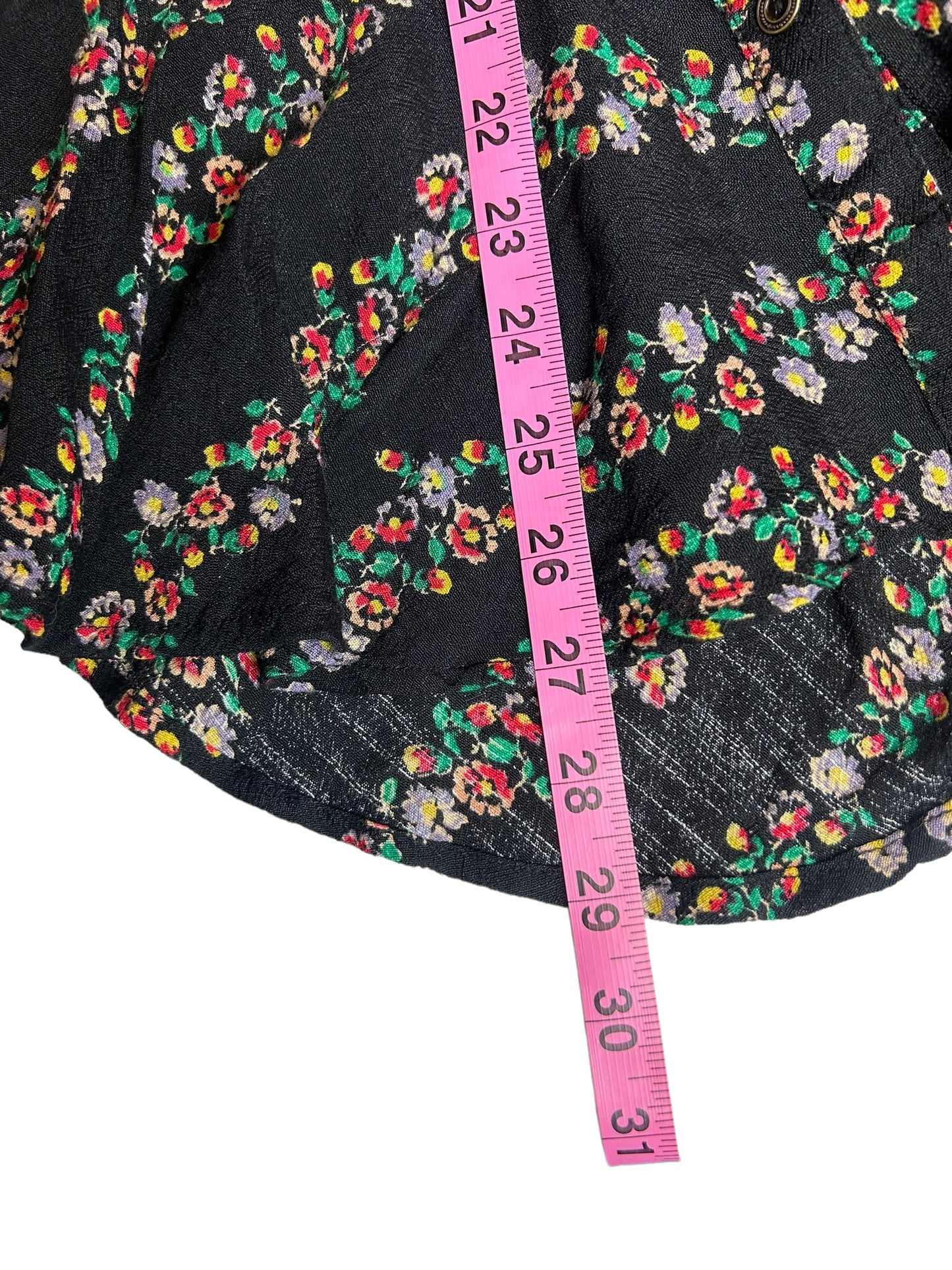 Free People Button Up Women's Dress Floral Black - Size Extra Small