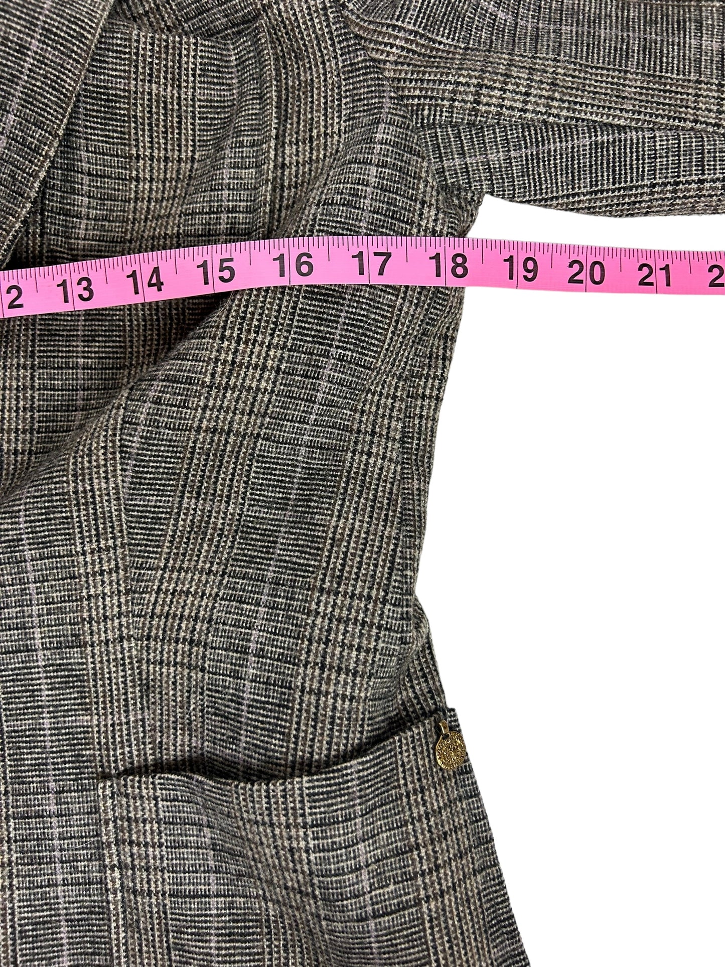 Maison Scotch Women's Blazer Plaid Grey/Tan - Size 2