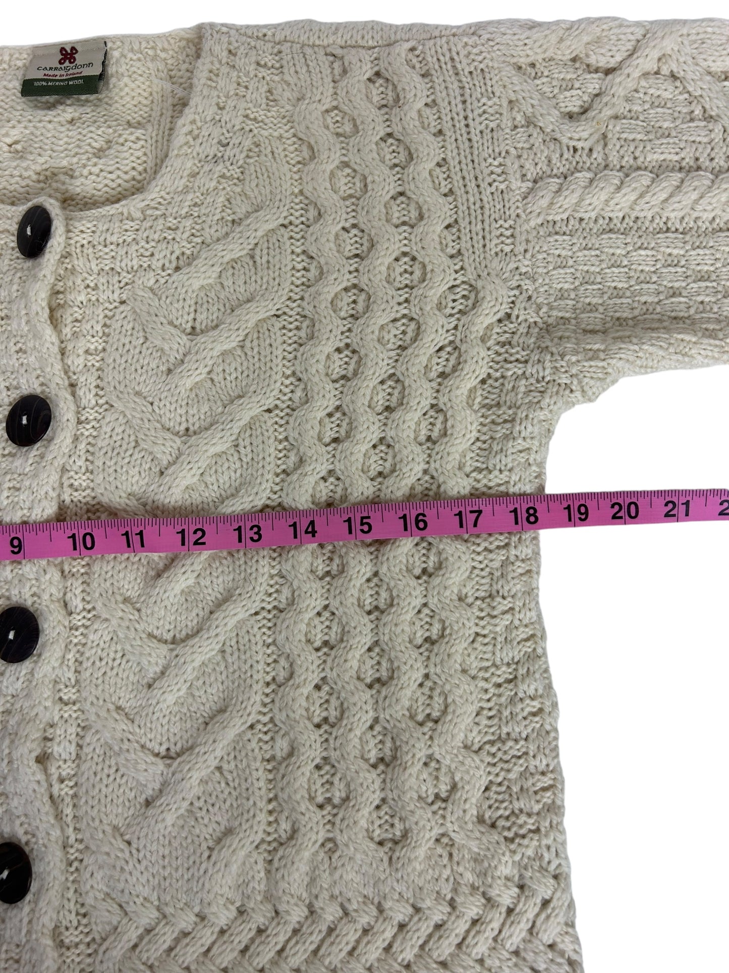Carraig Donn Knit Button Up Women's Cardigan Cream/White - Size Small