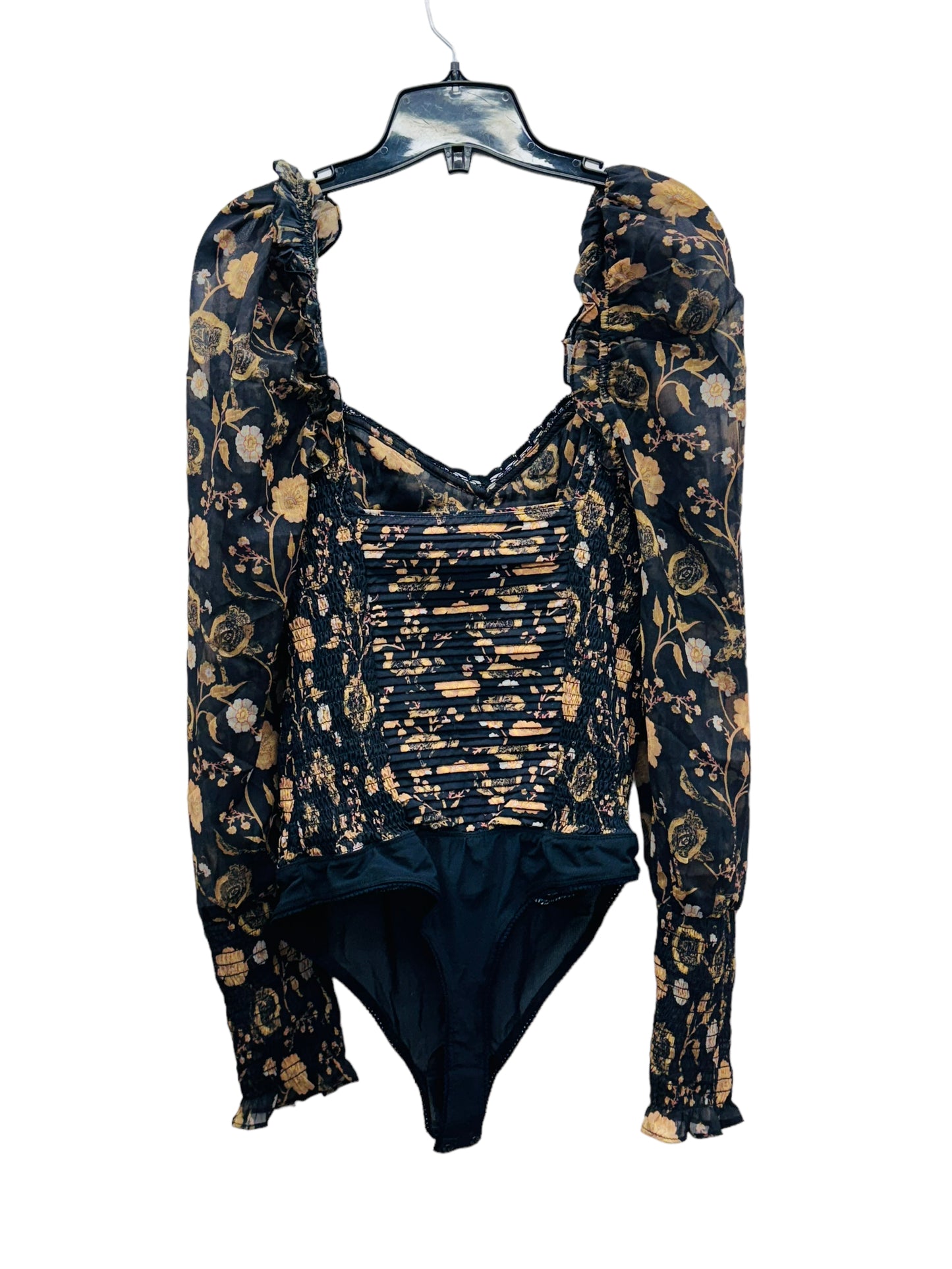 Free People Women's Floral Print Bodysuit Black - Size Medium