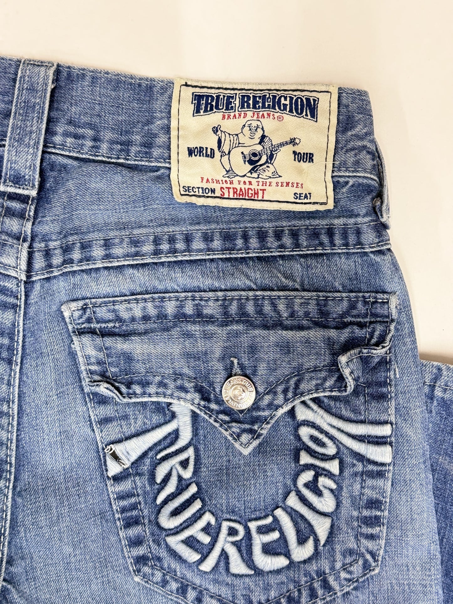 True Religion Y2K Women's Straight Fit Jeans 100% Cotton Blue - Size 29