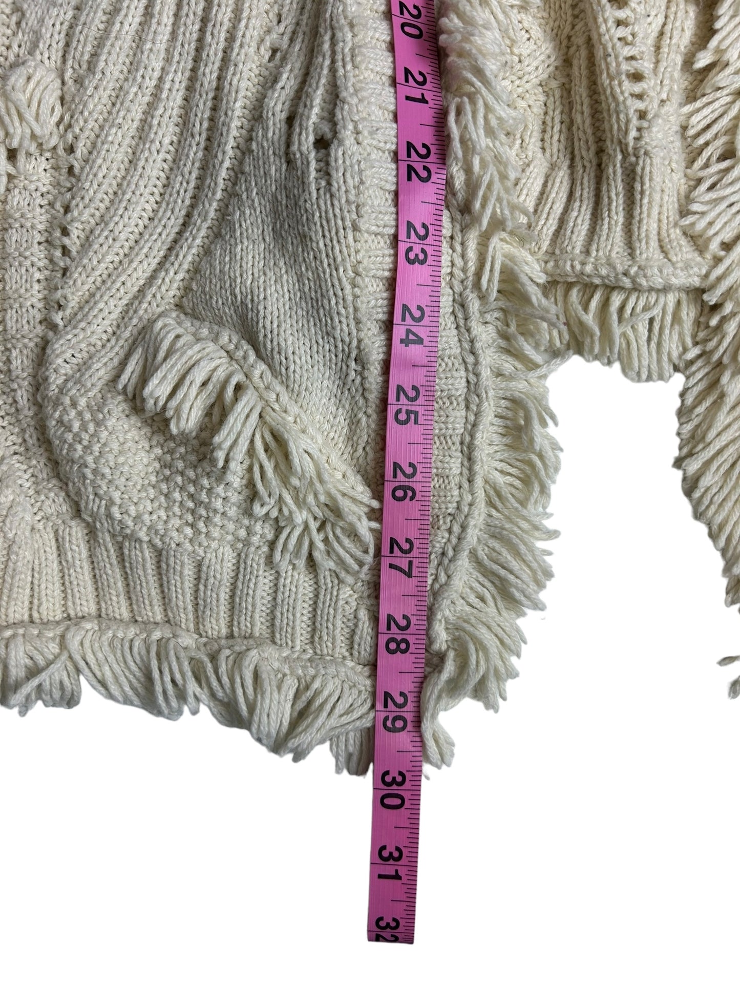 Rosie Neira Anthropologie Shaggy Knit Women's Cardigan Sweater Cream - Size S