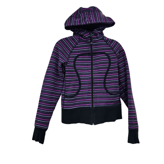 Lululemon Women's Scuba Hoodie Striped Purple/Black - Size 4