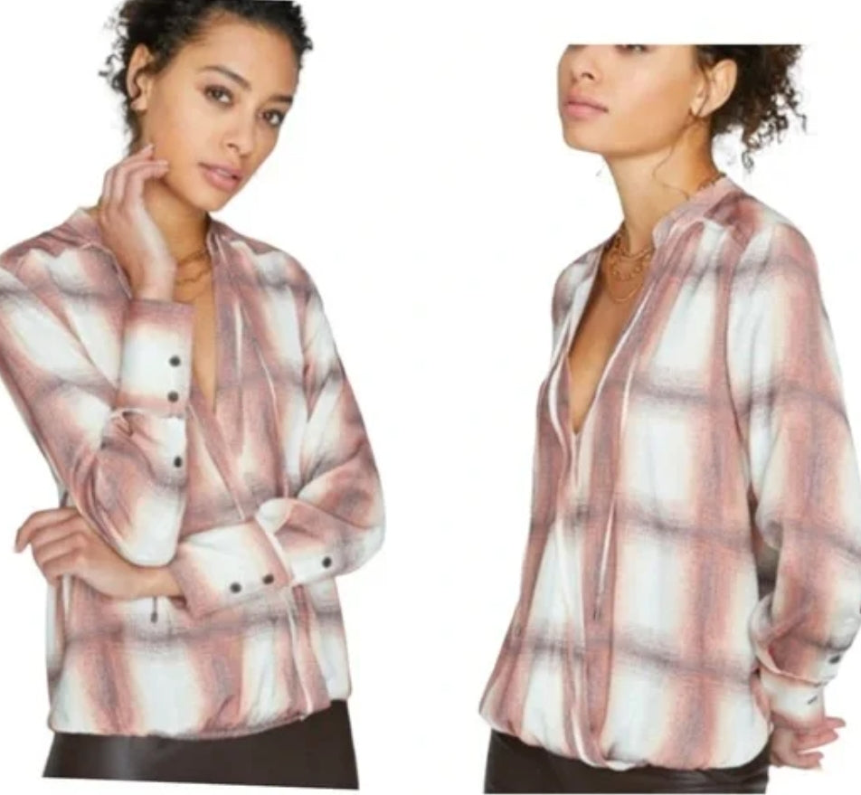 Brochu Walker Checked Women’s Top Brown/Cream - Size XS